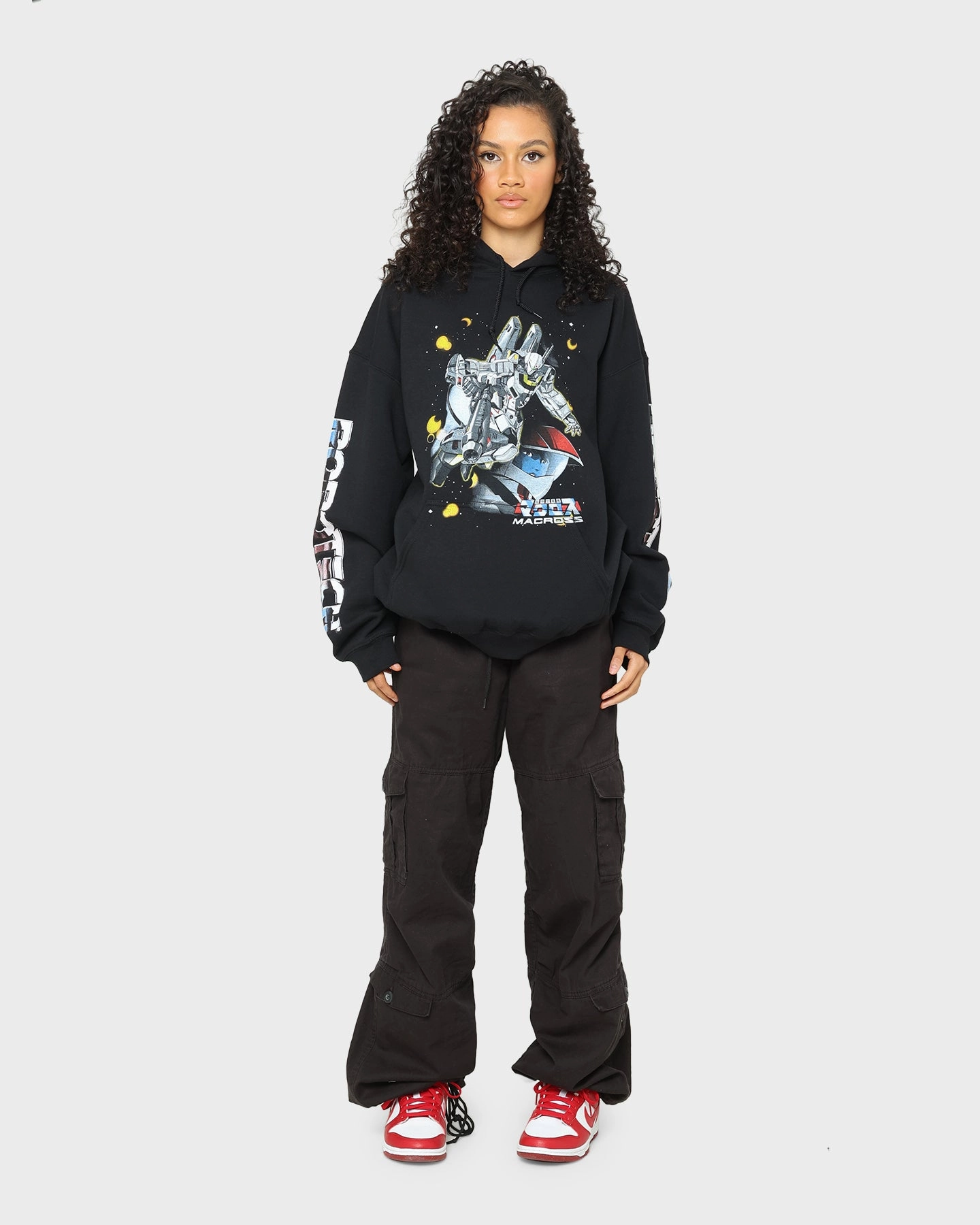 American Thrift X Robotech Macros Saga Hoodie Black suitable for theater performances