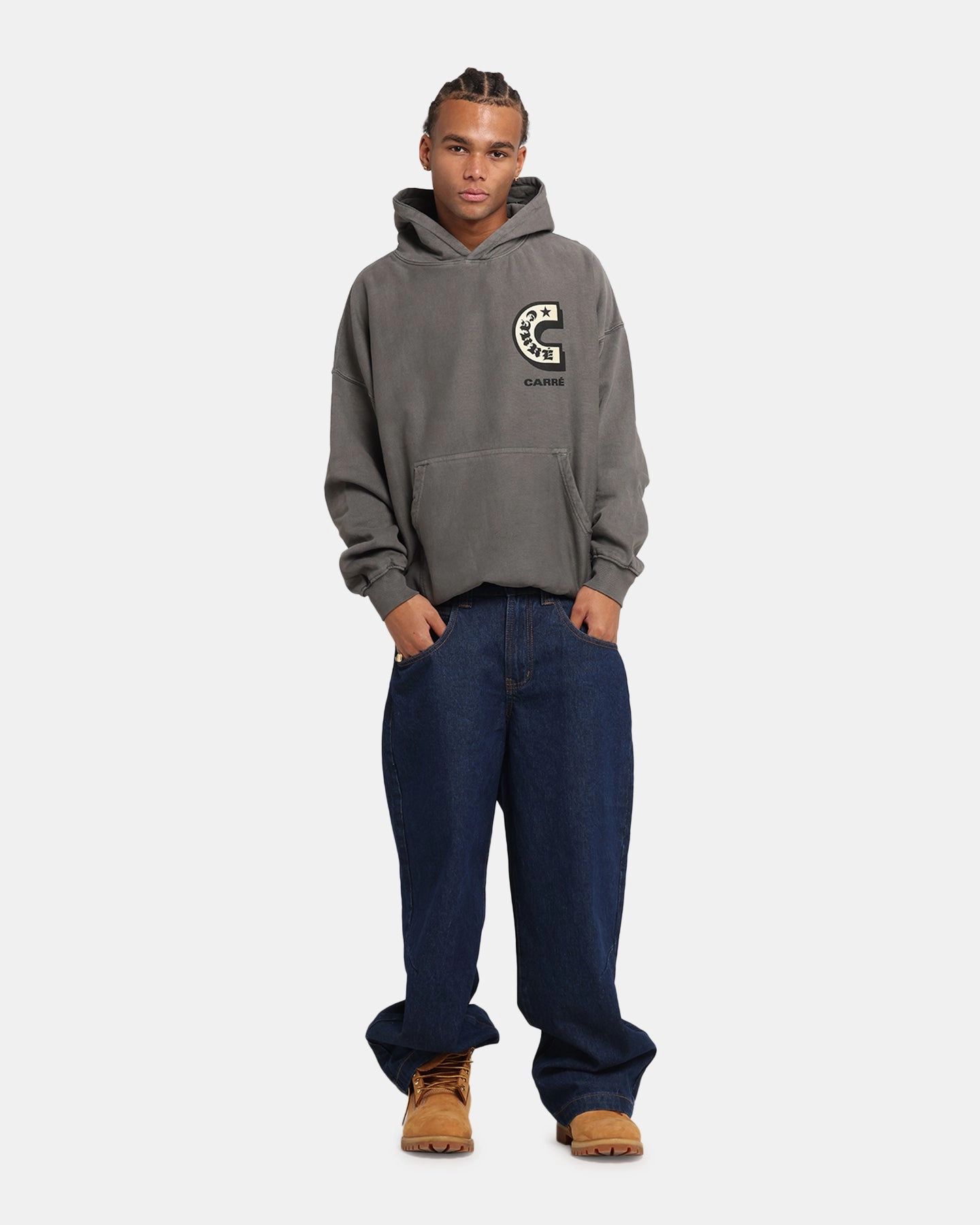 Carre Sacred Letter Hoodie Washed Charcoal Weekend Outfit