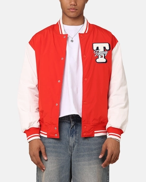 Tommy Jeans TJM Colourblock Varsity Jacket Deep Crimson Polyfill Layer Integration