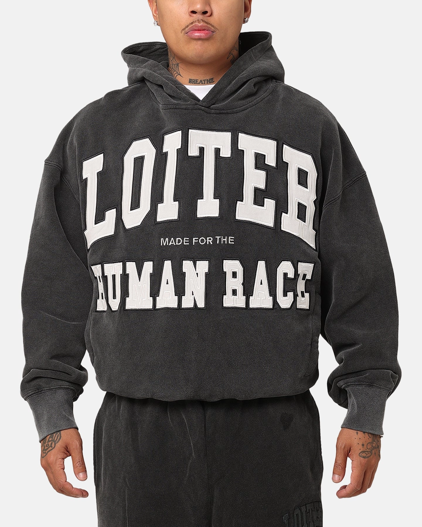 Party outfit cyclist Loiter College Dropout Hoodie Washed Black