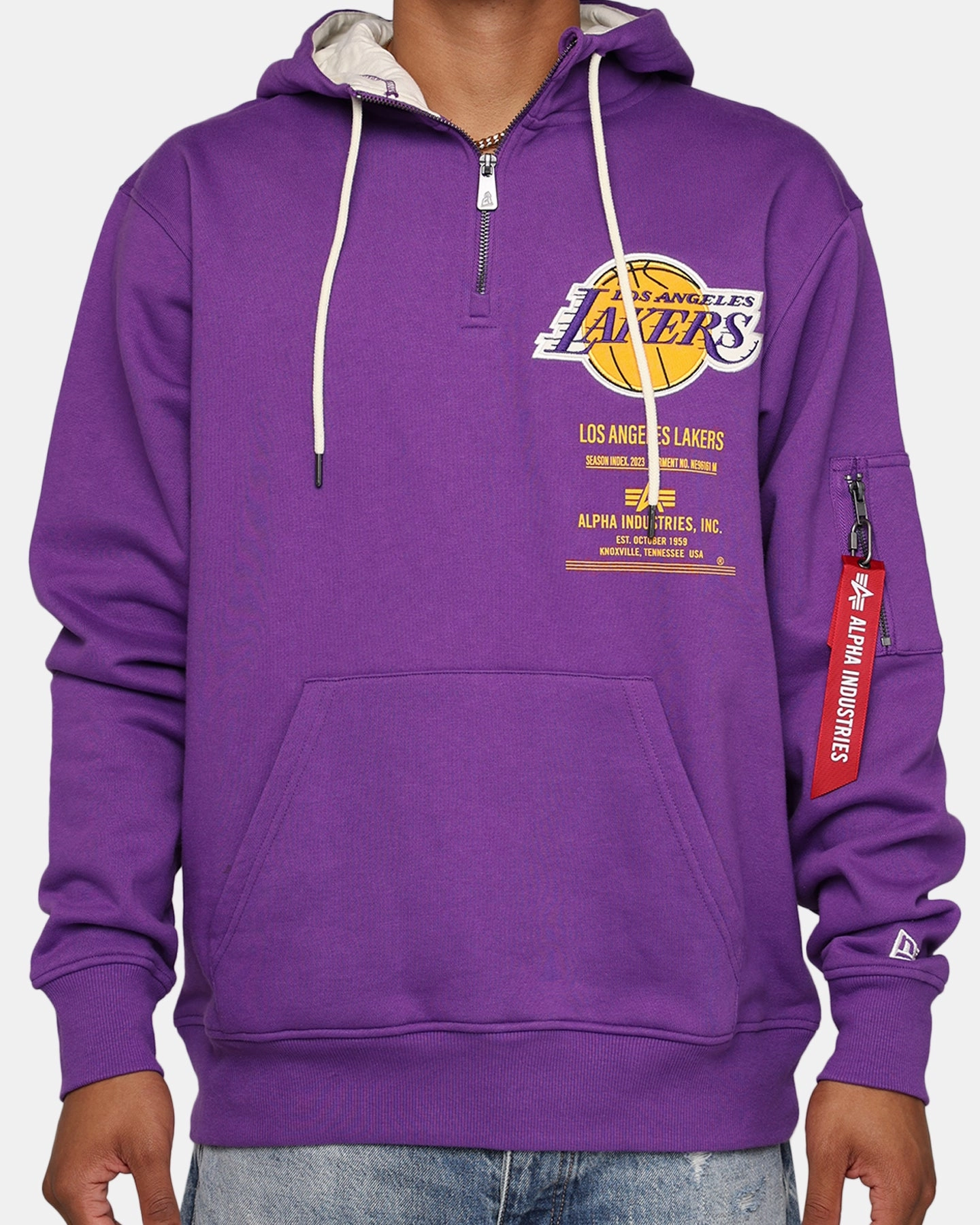 Gallery Reflective Safety Trim New Era X Alpha Industries Los Angeles Lakers Zipper Hoodie Purple