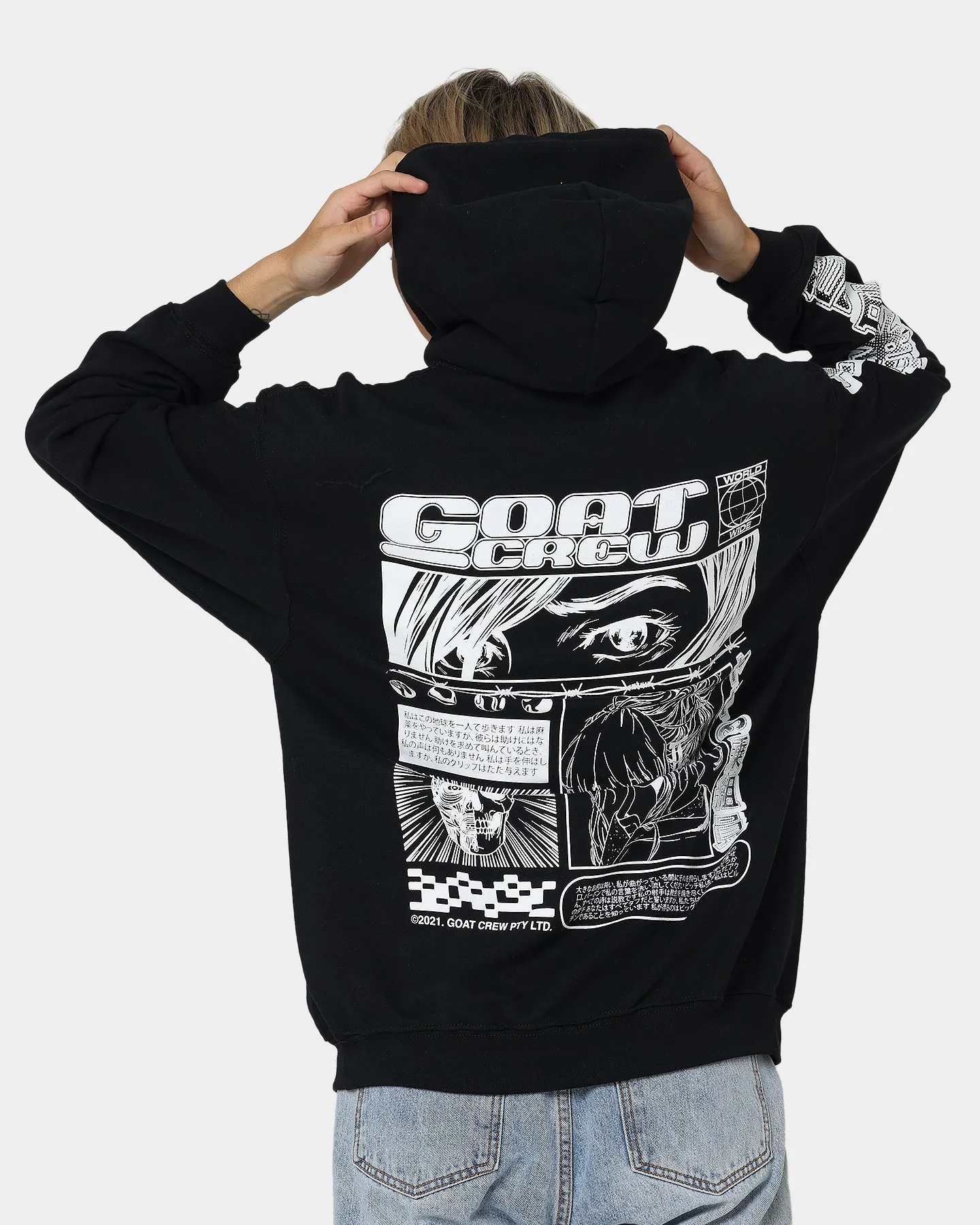 Base Layer Worth Goat Crew Harajuku Hoodie Black