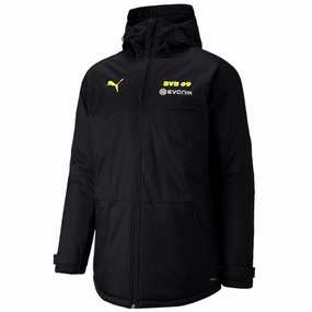 Borussia Dortmund soccer bench padded jacket 2022 black - Puma Individual sports gear AthleticDurability