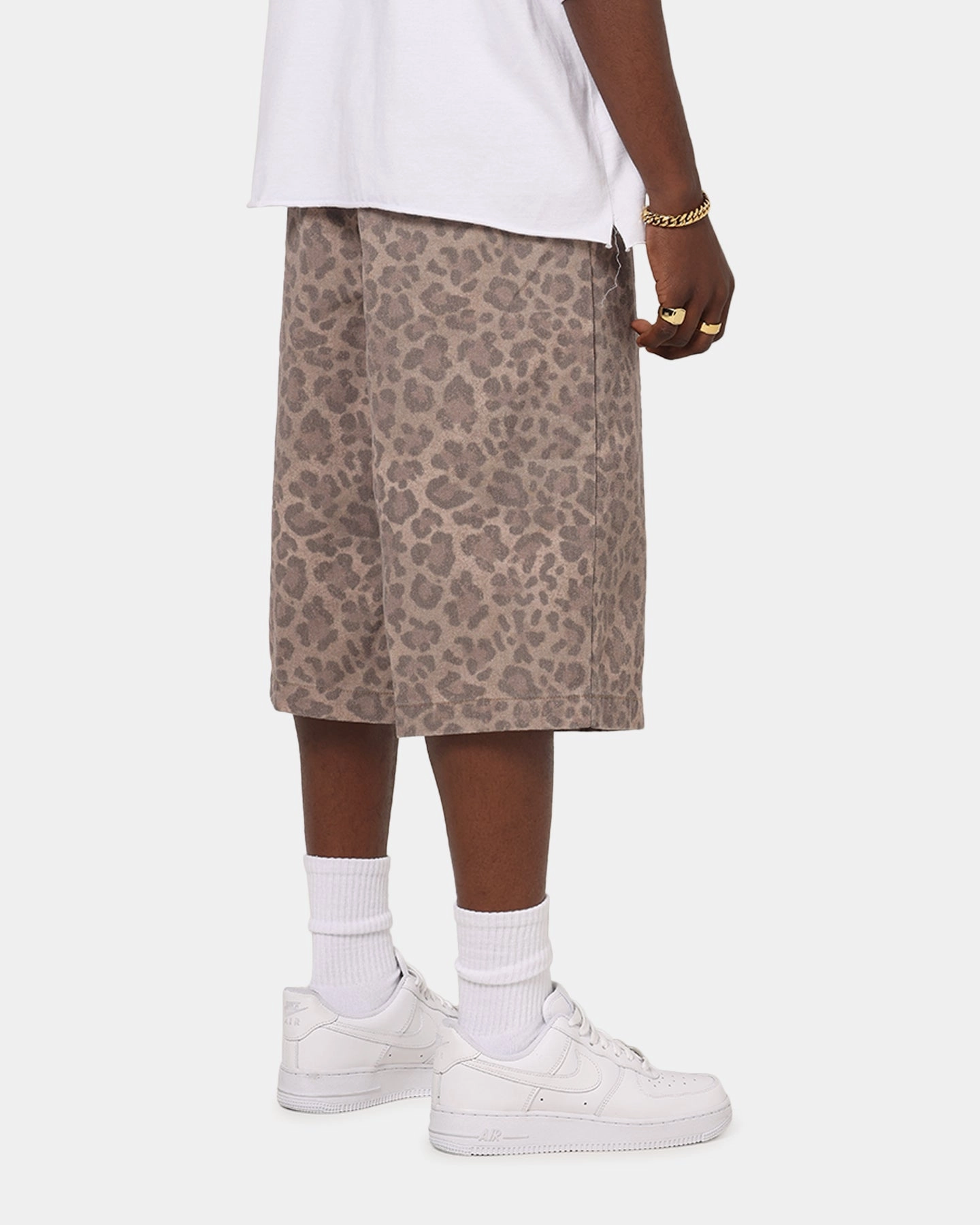 Stretch waistband Playboy All Over Print Shorts Leopard Beige