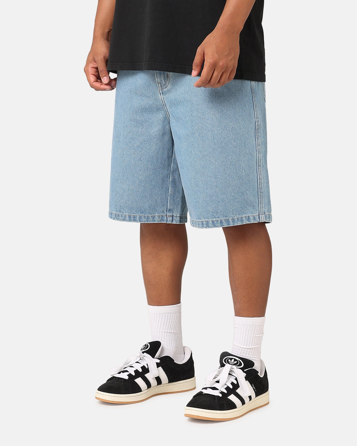 S Double Denim Standard Shorts Mid Blue Everyday Comfort dungarees