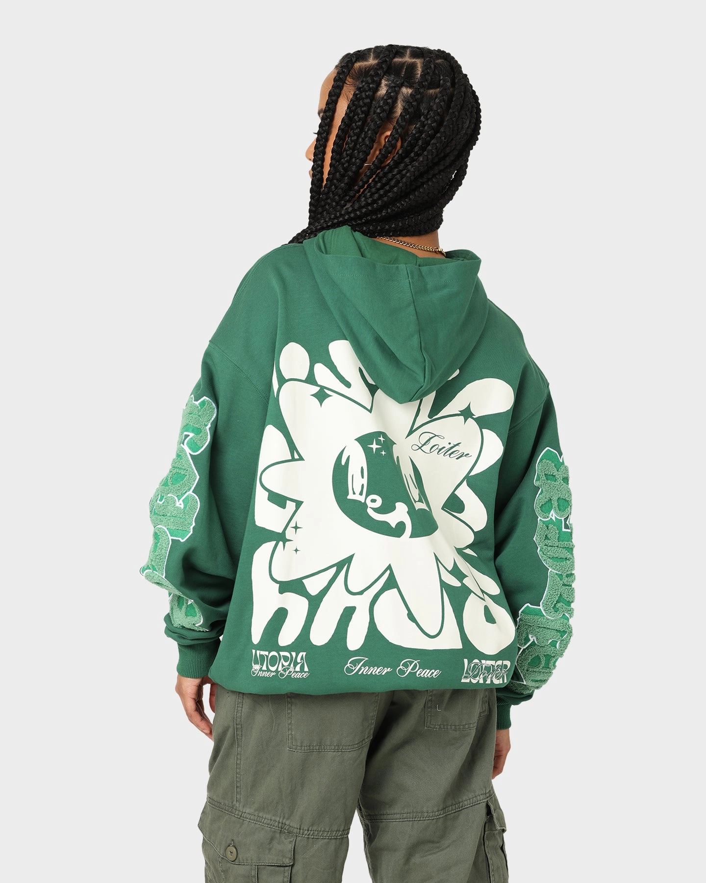 slim fit sunset Loiter Fleur Hoodie Green
