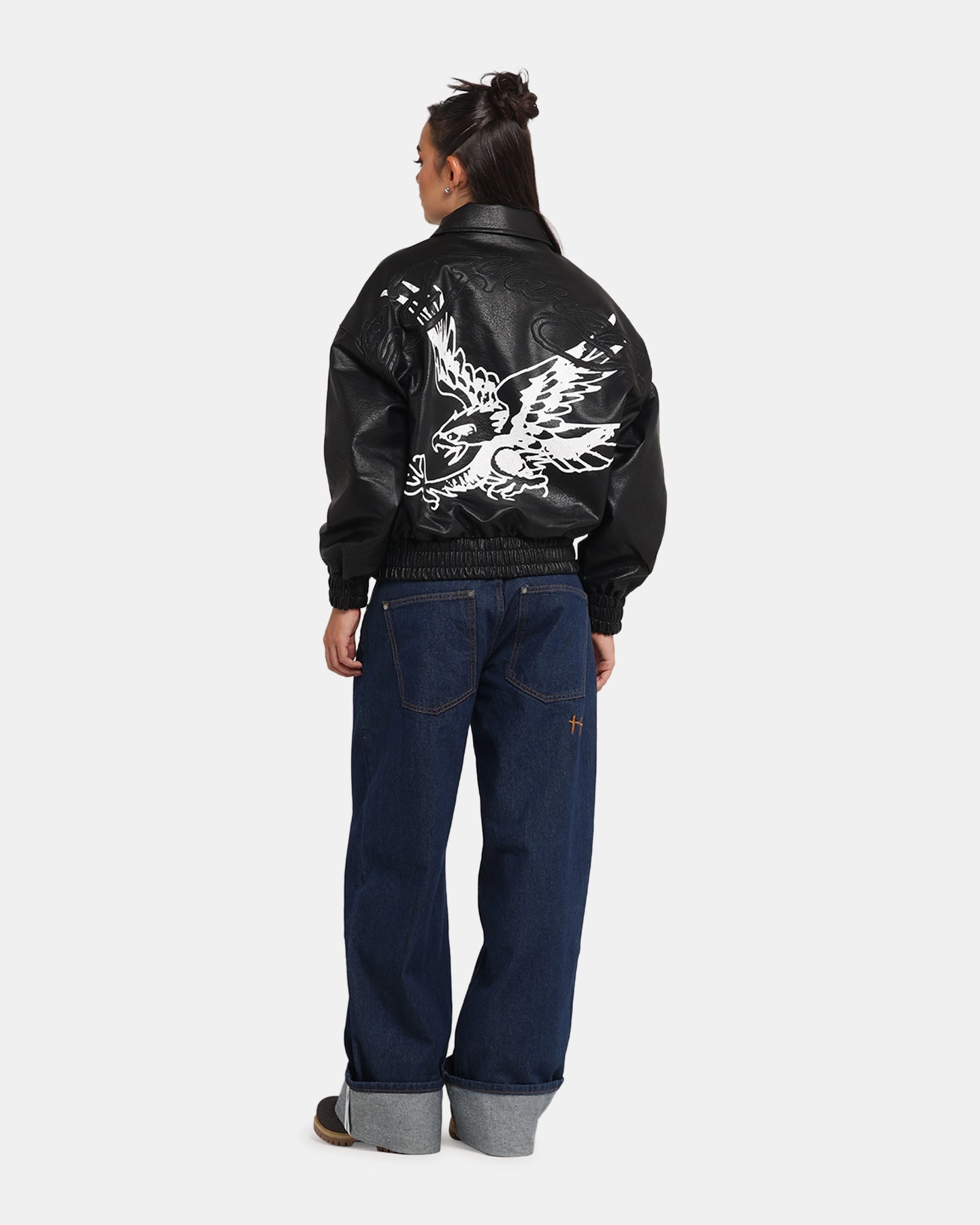Double Stitched Construction Trophy Ed Hardy Eagle Jacket Black