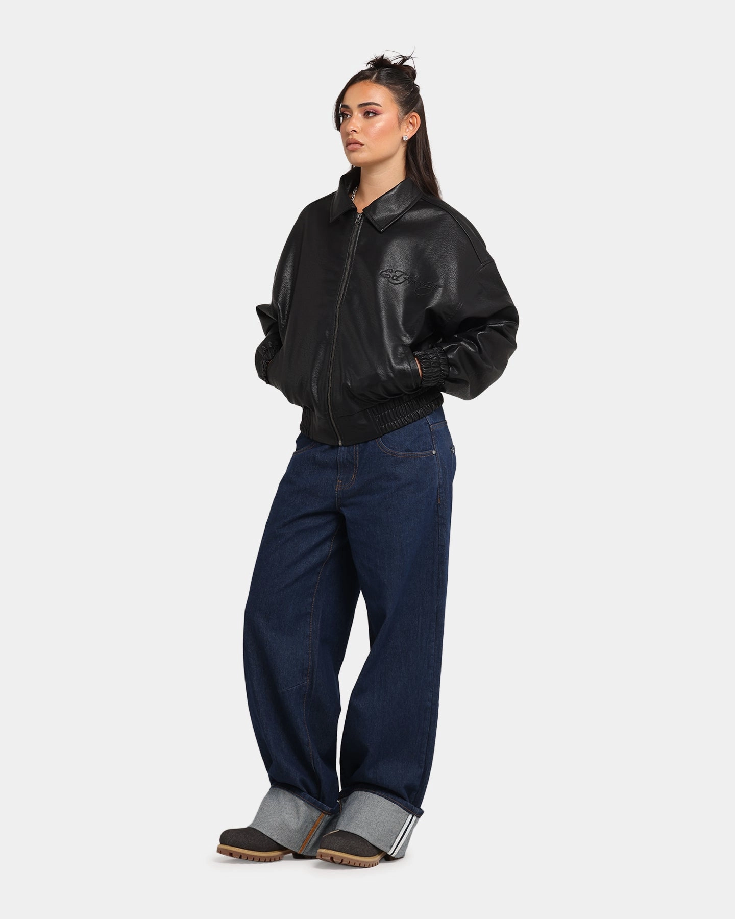 suitable for casual gatherings police officers Ed Hardy Eagle Jacket Black