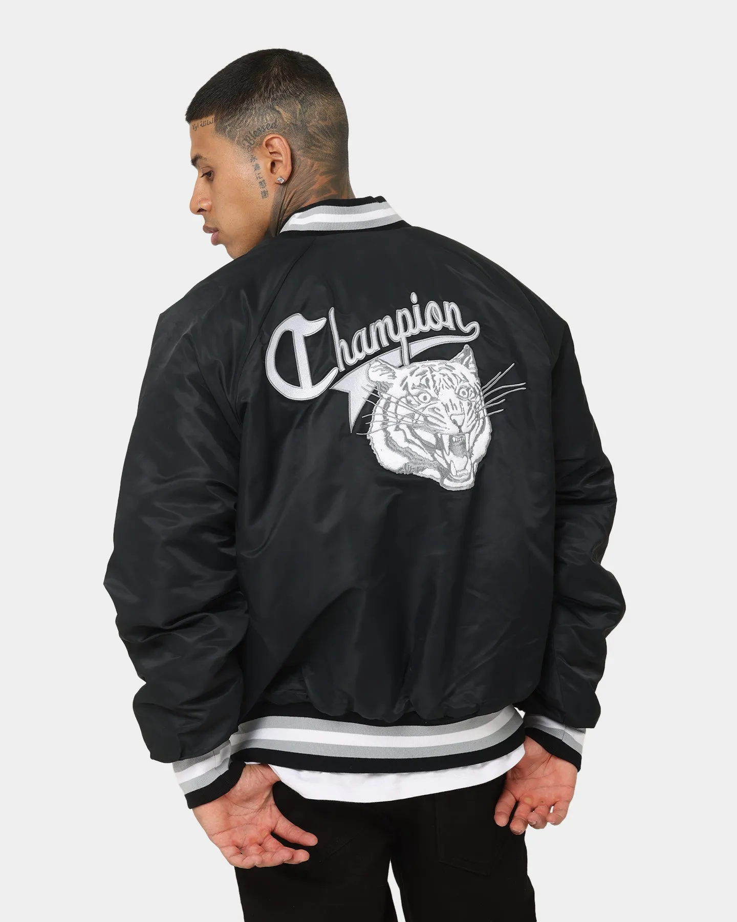 Champion LFS Letterman Jacket Black suitable for spring activities