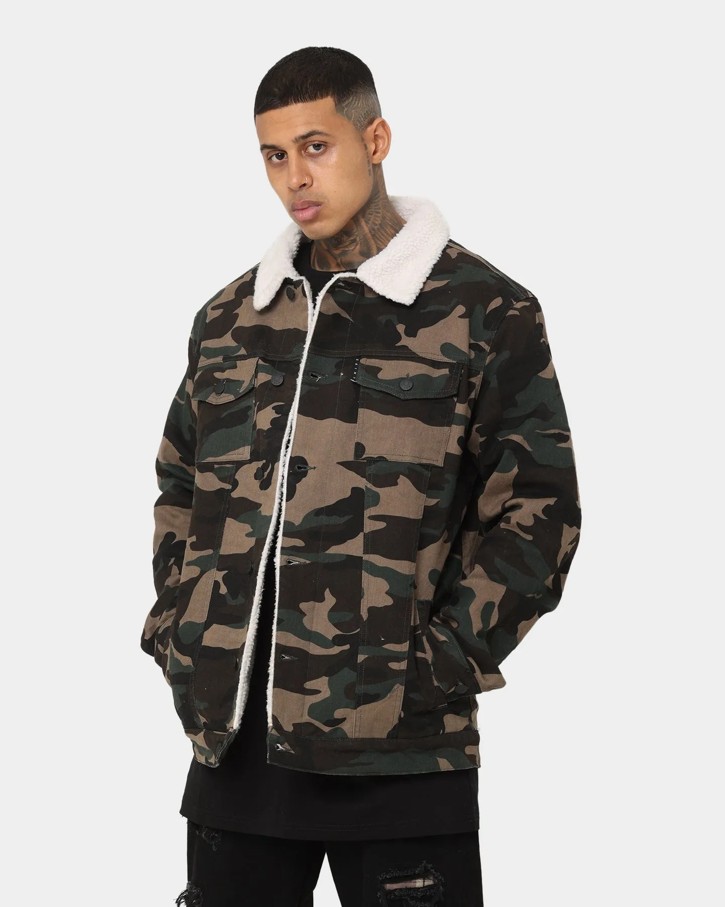 shopping spree Oversized Fit Saint Morta Camo Sherpa Jacket Camo