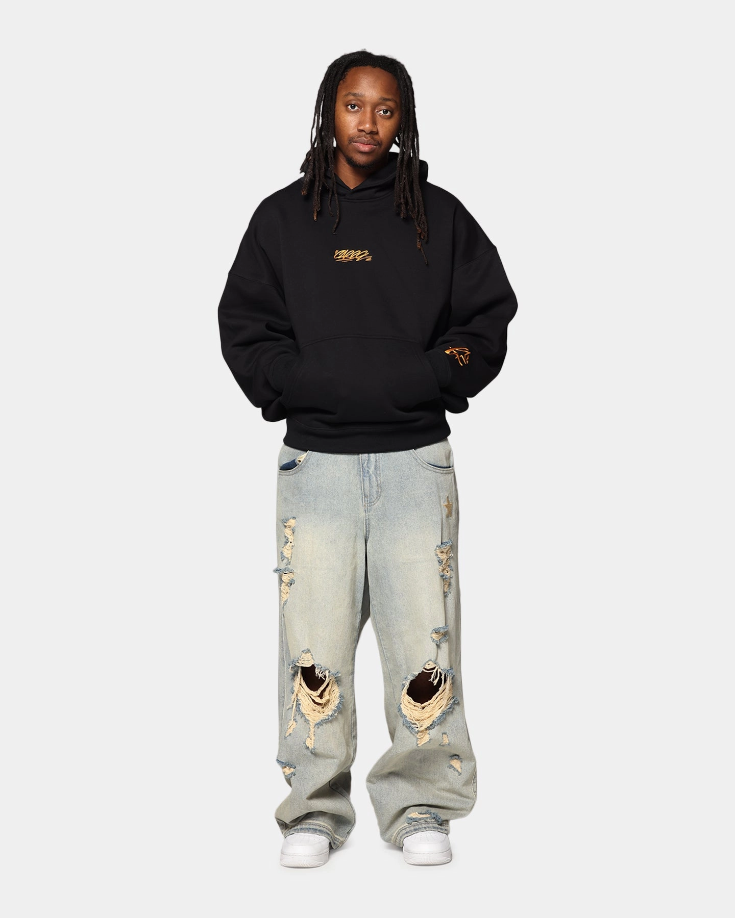 Carre Graffiti Logo Hoodie Black City Wear Triple Stitch Seams