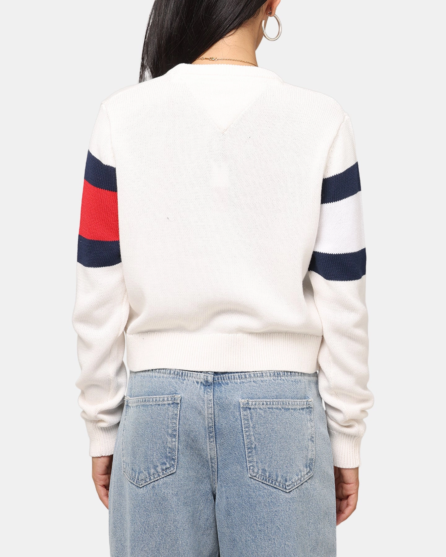 Knitwear Essential Tommy Jeans Women's Center Flag Sweater Ancient White