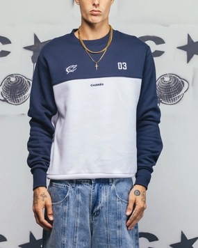 Carre Trainer Oversized Panelled Crewneck Blue/White Winter Styling