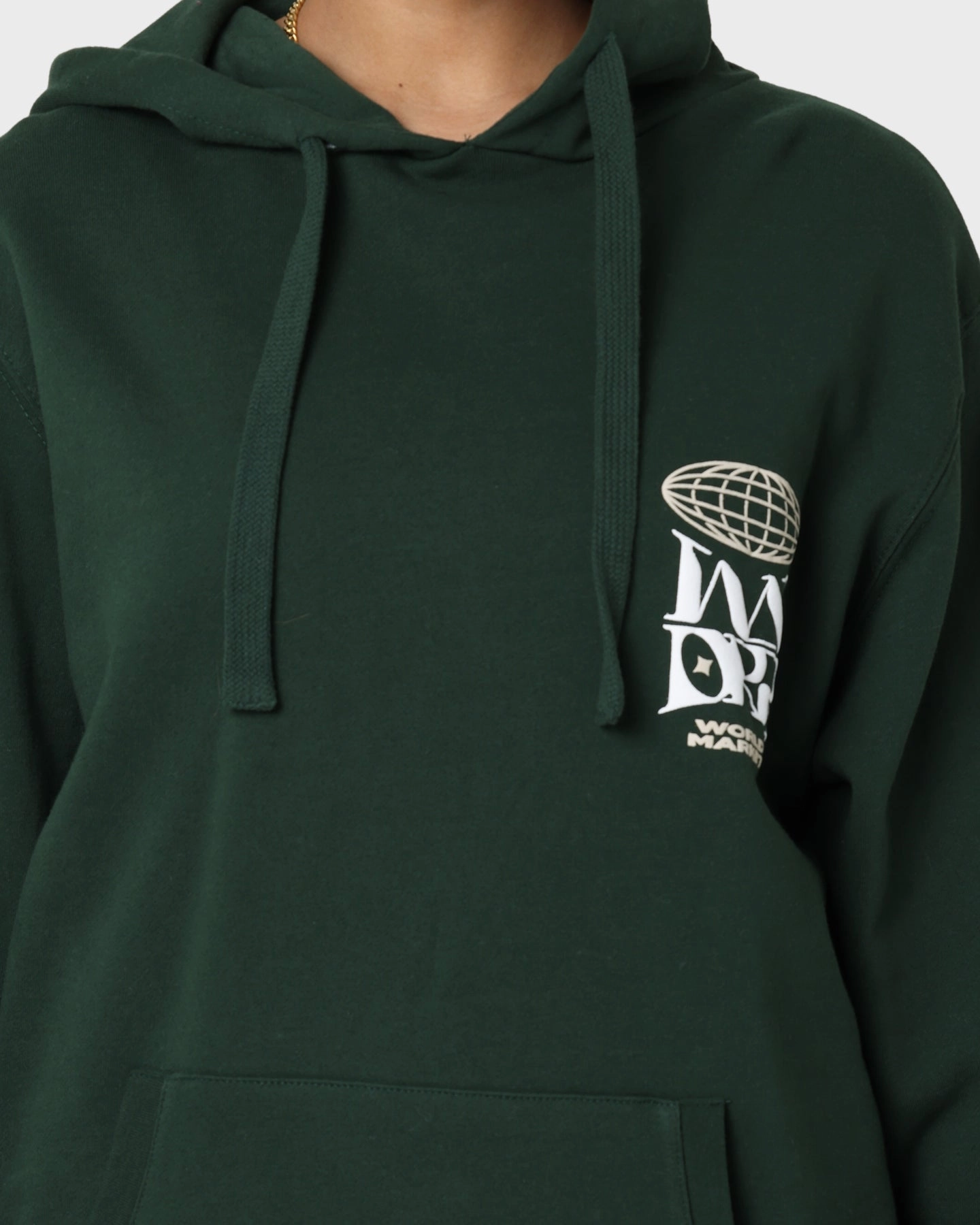 WNDRR Market Hoodie Forest Green Multipanel Construction Support
