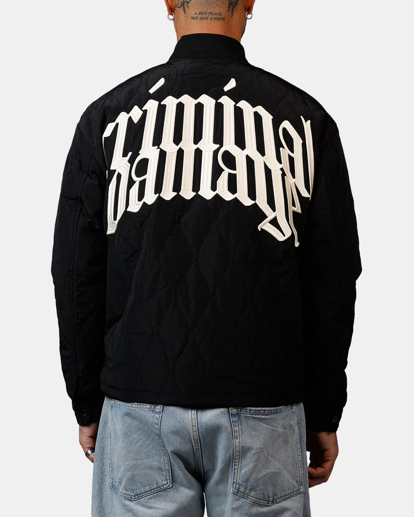 Criminal Damage Quilted Bomber Black Card
