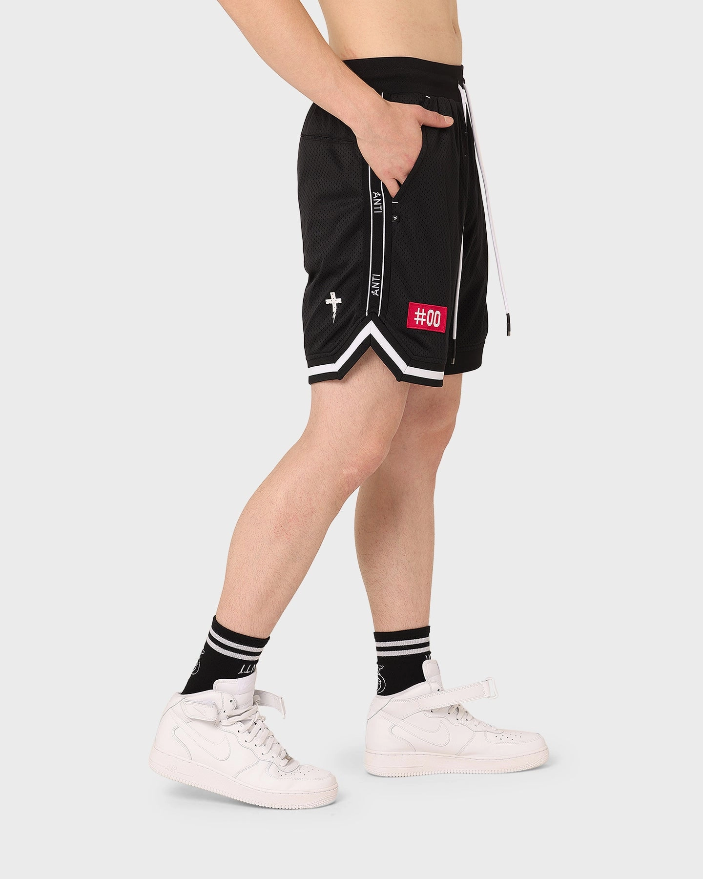 hat Athletic Comfort The Anti Order Off Season Basketball Shorts Black/White