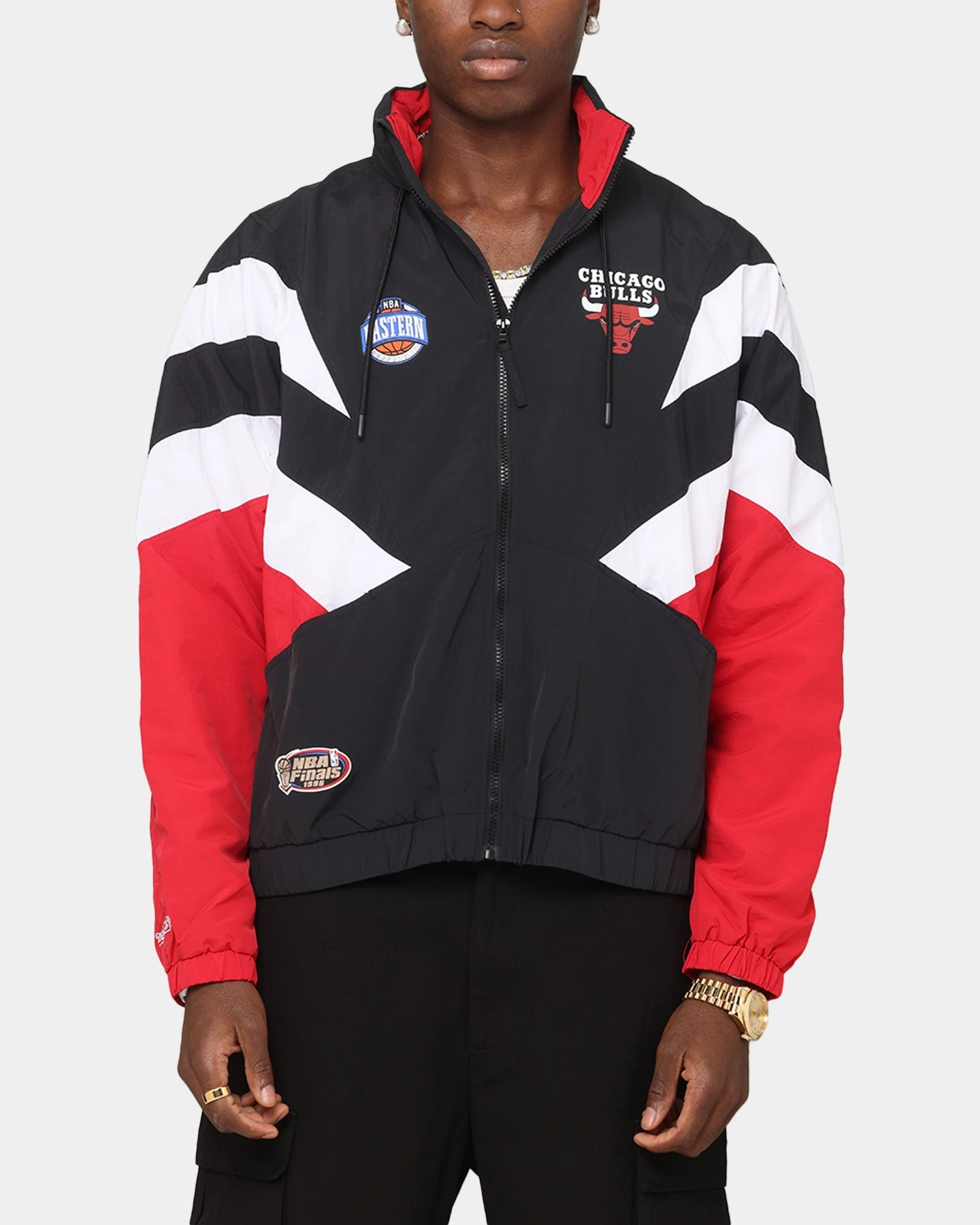 Mitchell & Ness Chicago Bulls Spray Jacket Black/Red Athletic Wear