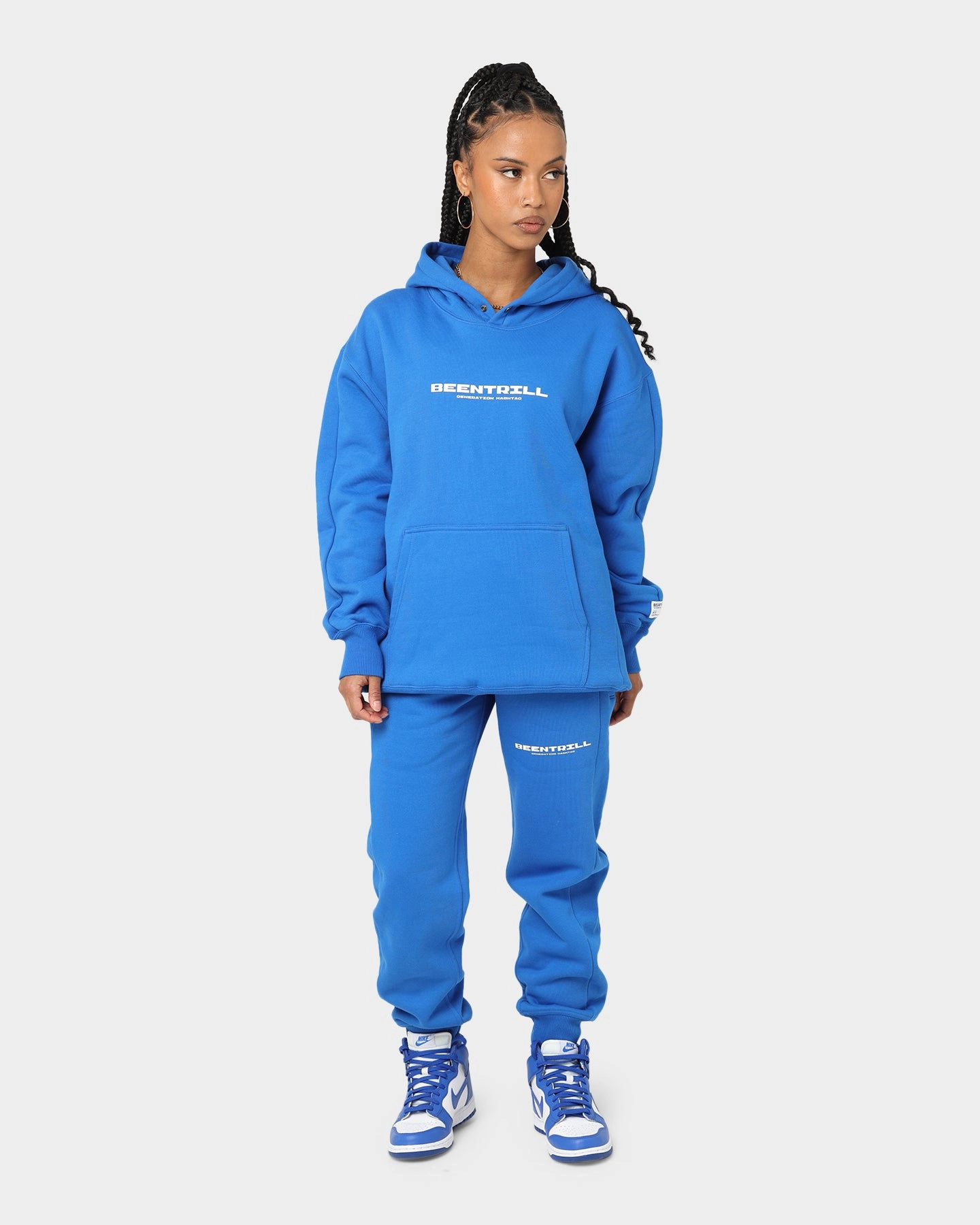 Ultra Thin Insulation Denim BEENTRILL Nu Logo Hoodie Cobalt Blue