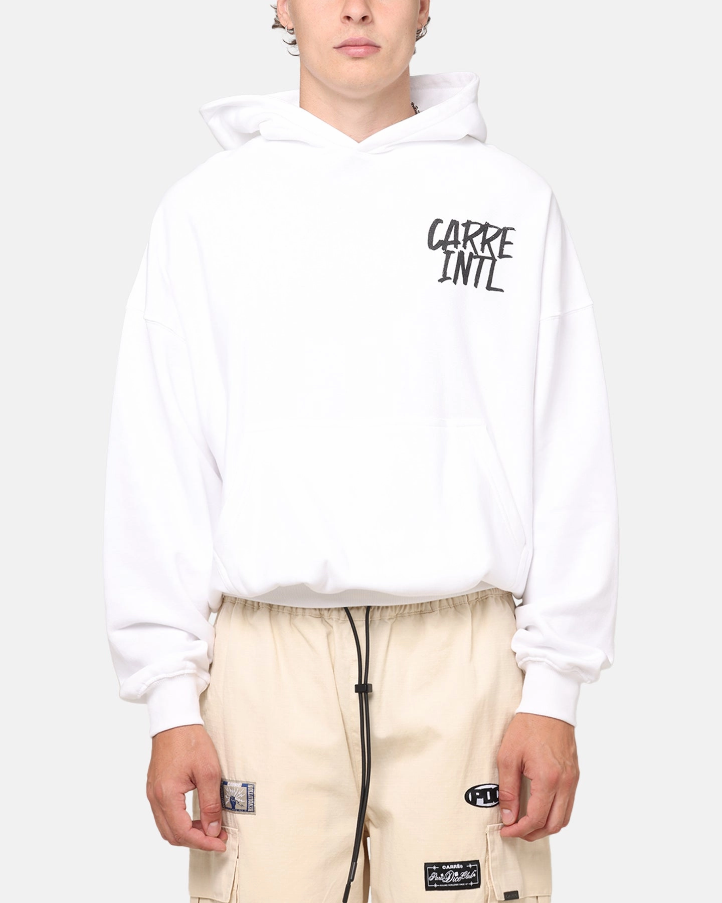 Carre International Hoodie White Convertible Closure