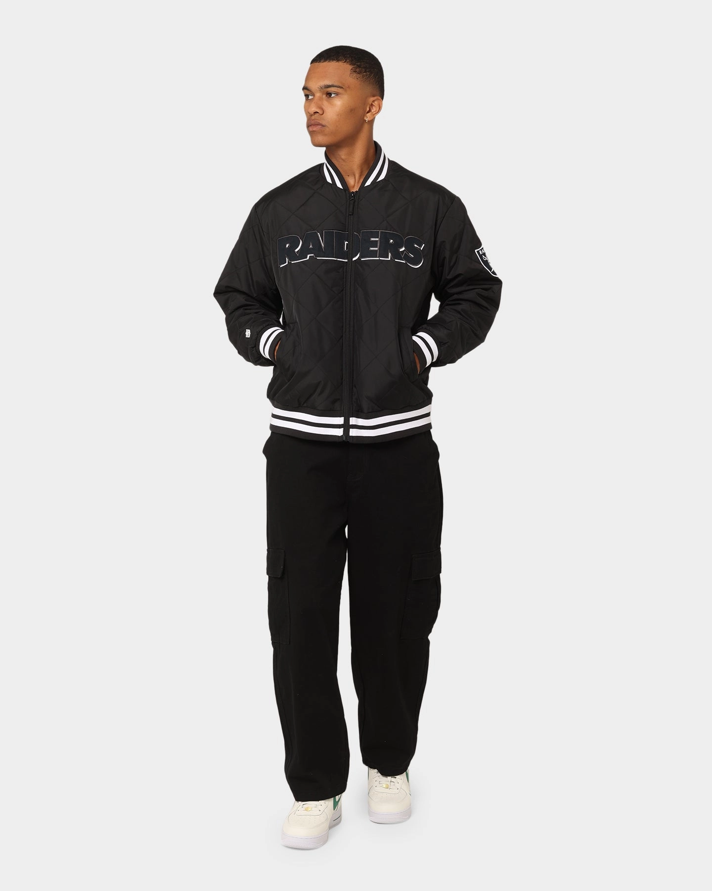 Majestic Athletic Las Vegas Raiders Tonals Quilted Varsity Jacket Black Individual-sports