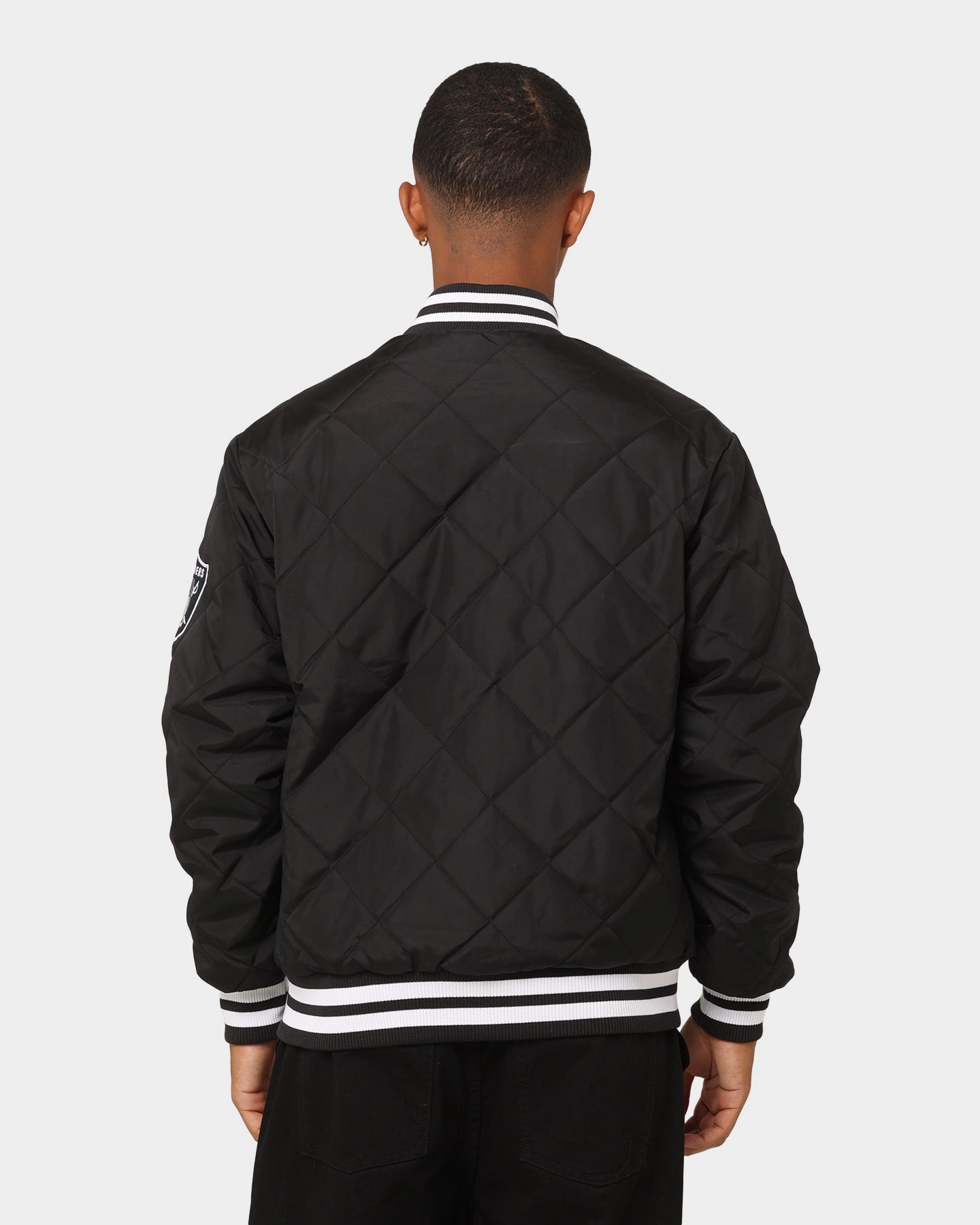 Scissors Majestic Athletic Las Vegas Raiders Tonals Quilted Varsity Jacket Black