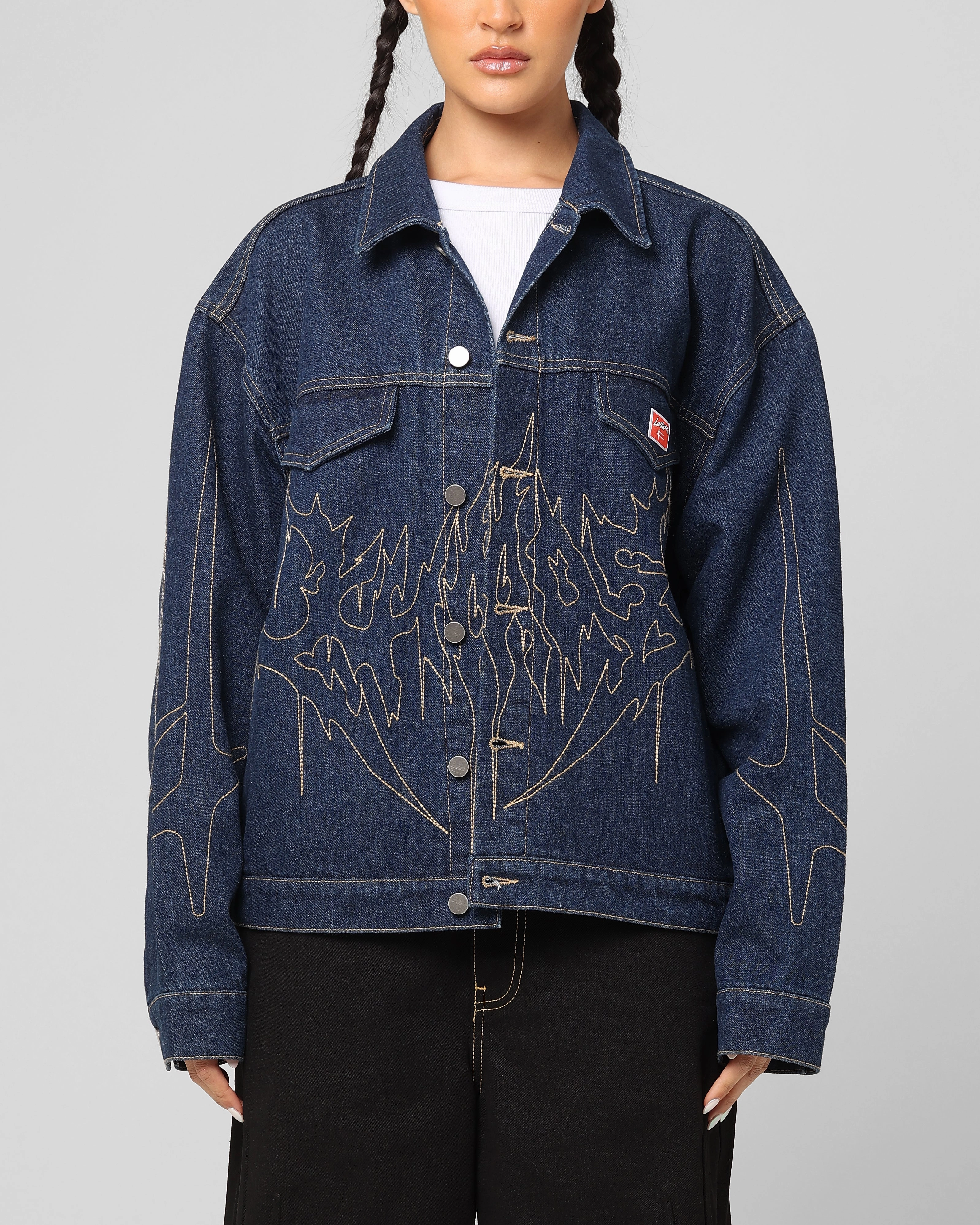 Loiter Chaos Denim Jacket Indigo Warm and Practical NonBulky Midweight Build