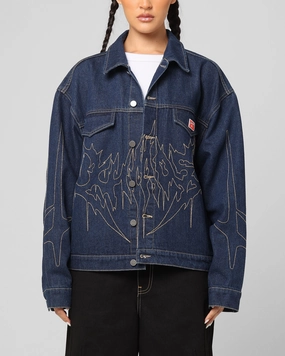 Loiter Chaos Denim Jacket Indigo Warm and Practical NonBulky Midweight Build
