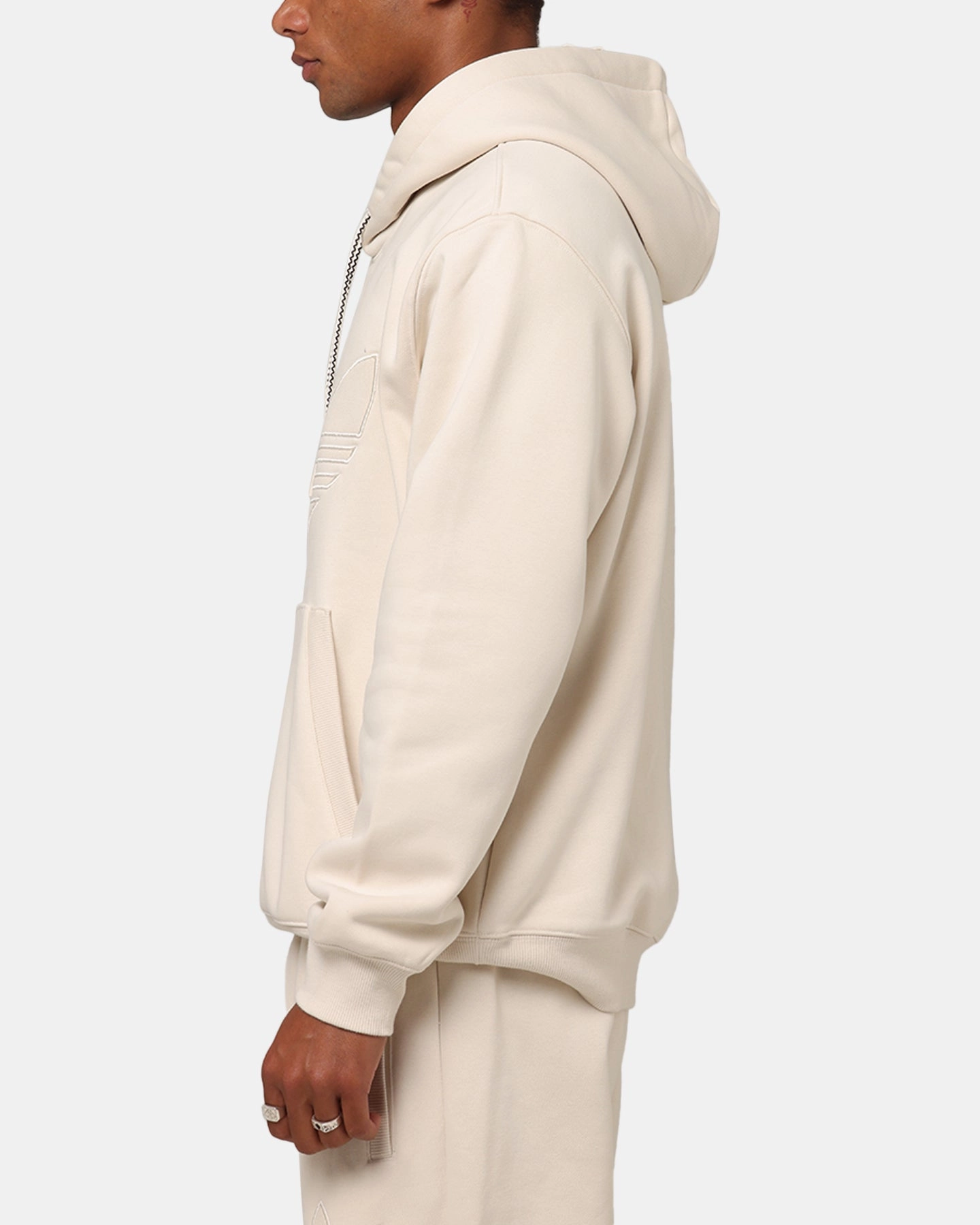 Heat Transfer Graphics Leather Accents Adidas Originals 70's Hoodie Wonder White