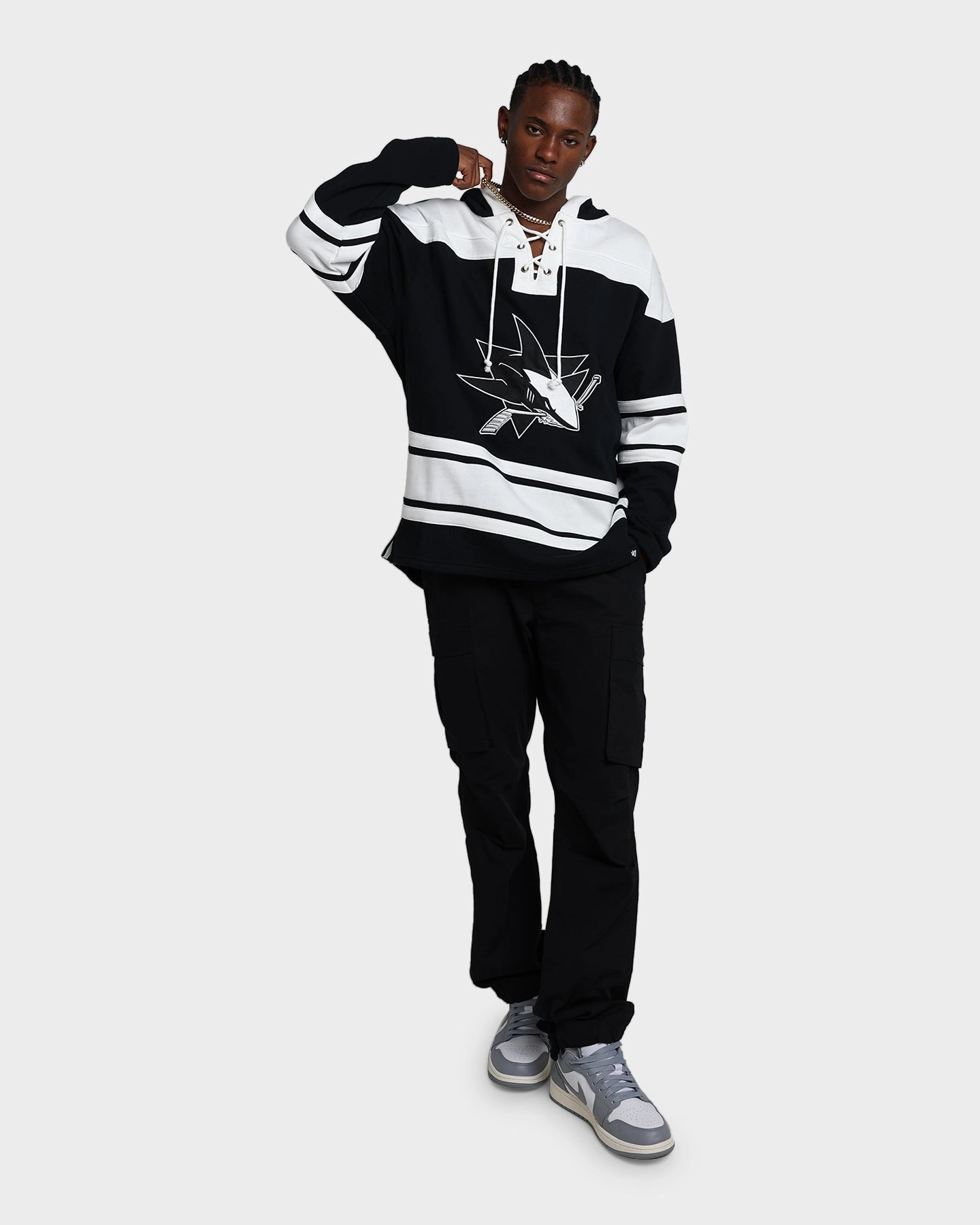 Water Resistant 47 Brand San Jose Sharks Superior Lacer Hoodie Jet Black