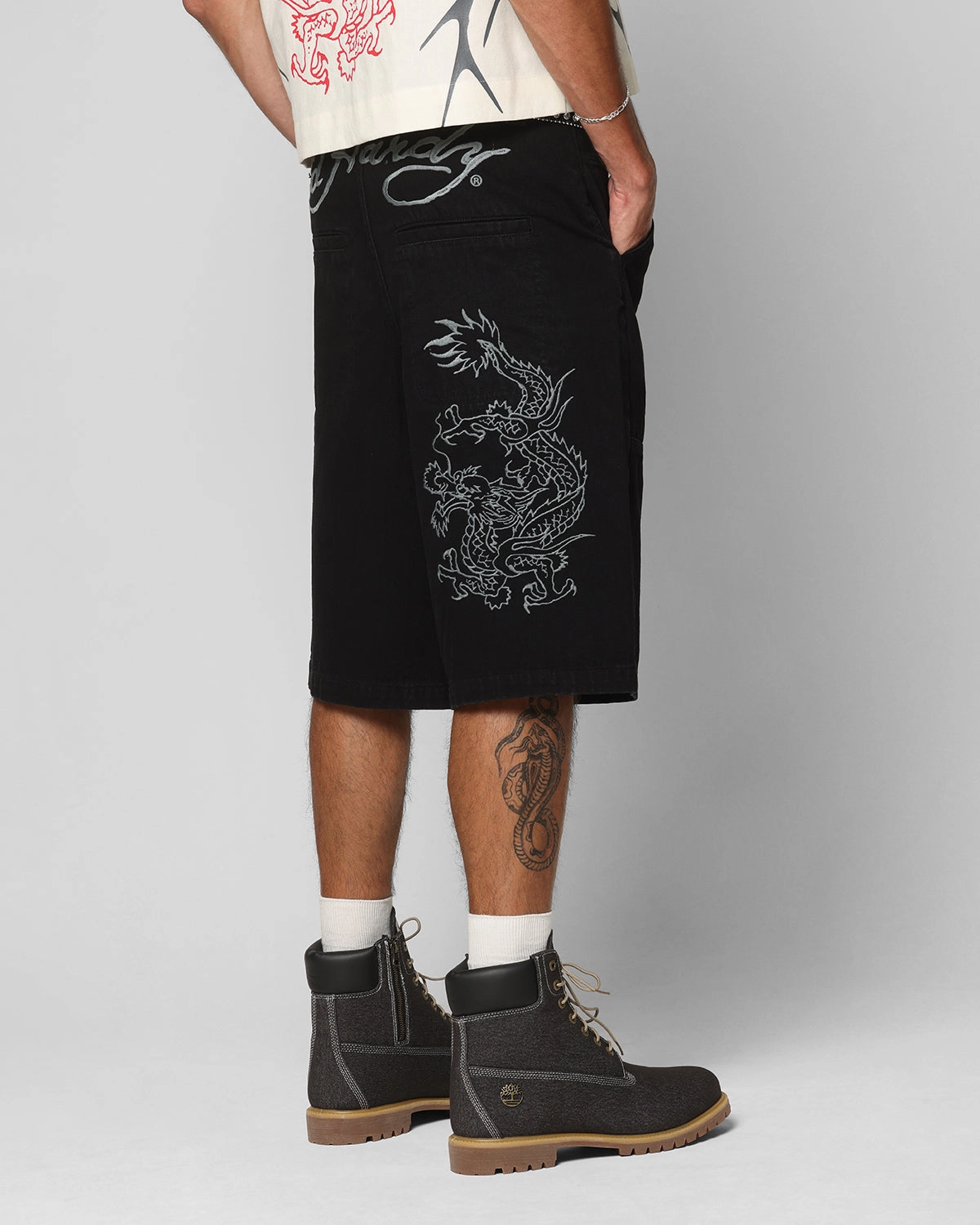 Ed Hardy Dragon Jorts Black Casual Comfort Look Anti Cling Finish