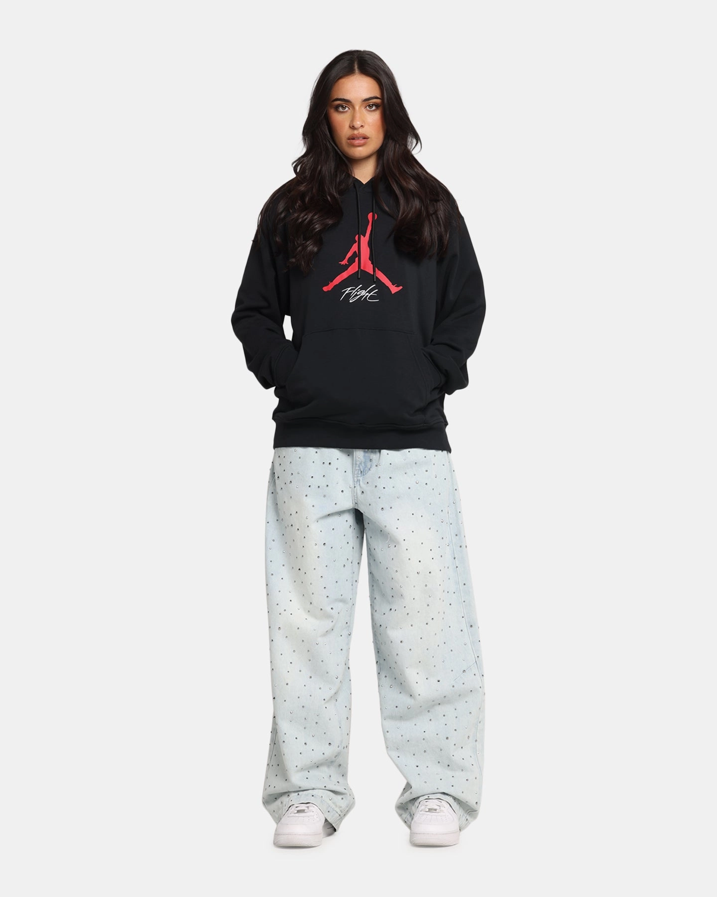 Jordan Essentials Loopback Fleece Pullover Hoodie Black/Red Casual Icon