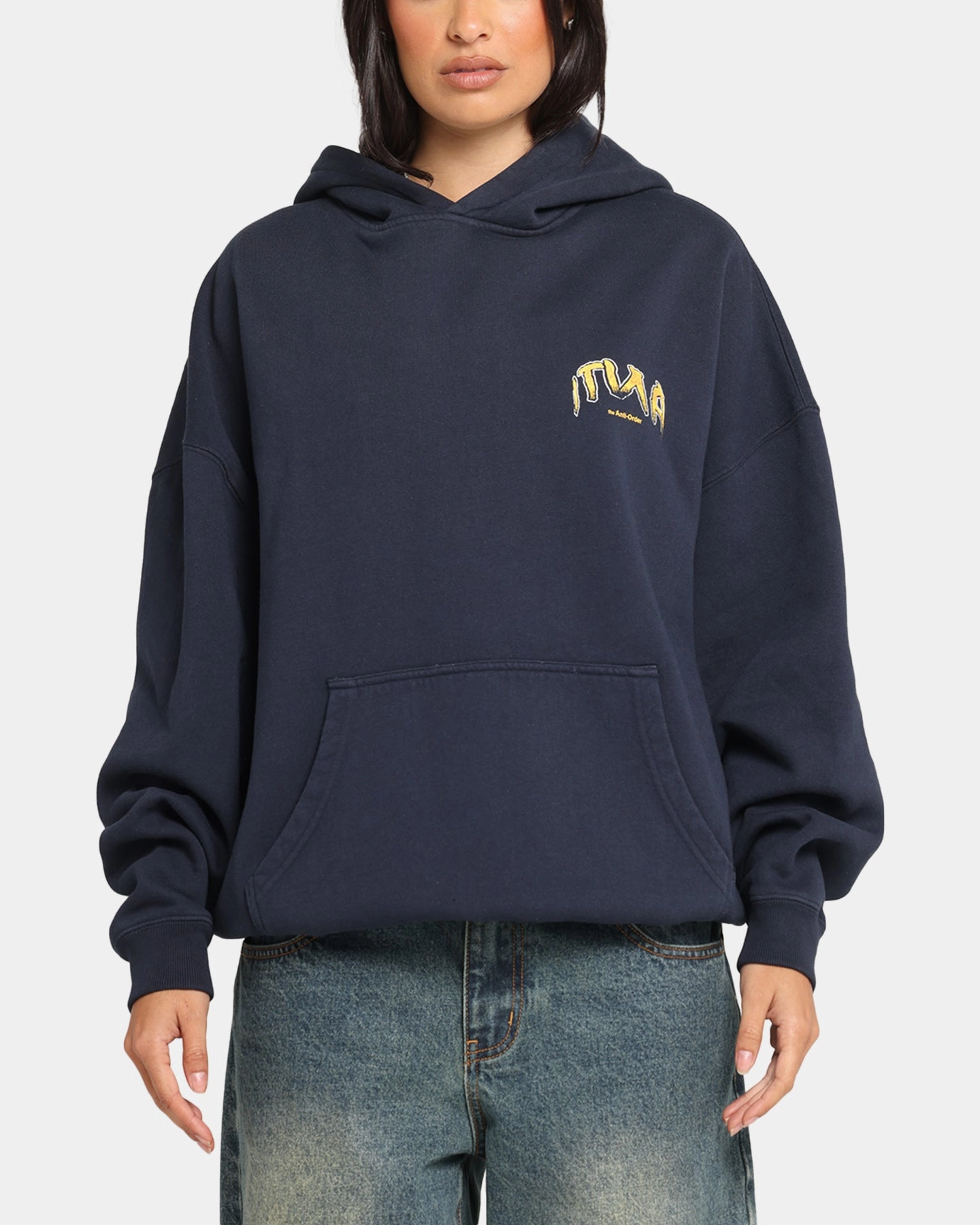 Bison like The Anti Order Anti Collegate Boxy Hoodie Navy