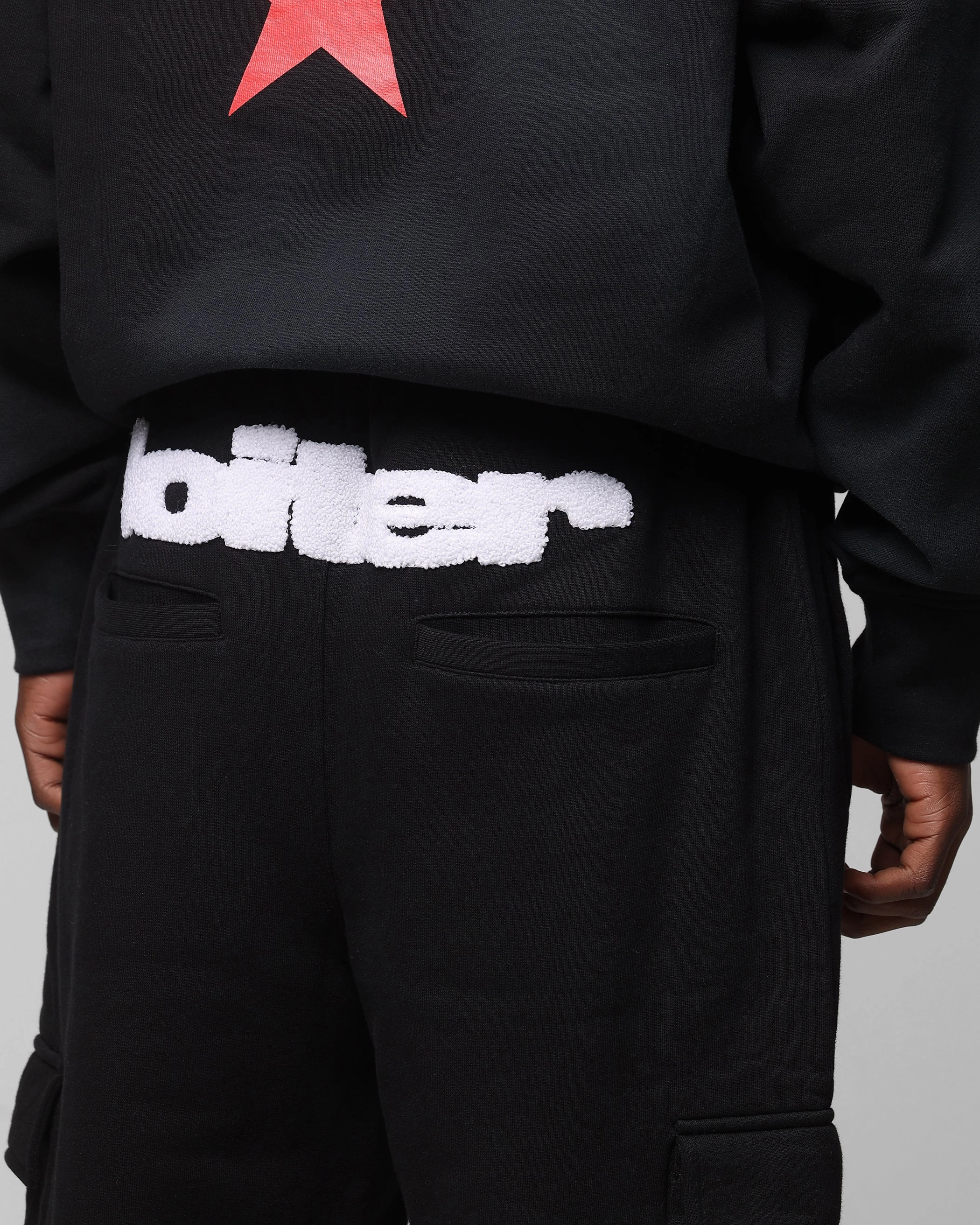 Loiter Premium Essentials Sweatpants Black/White Lounge-friendly Anti Friction Lining