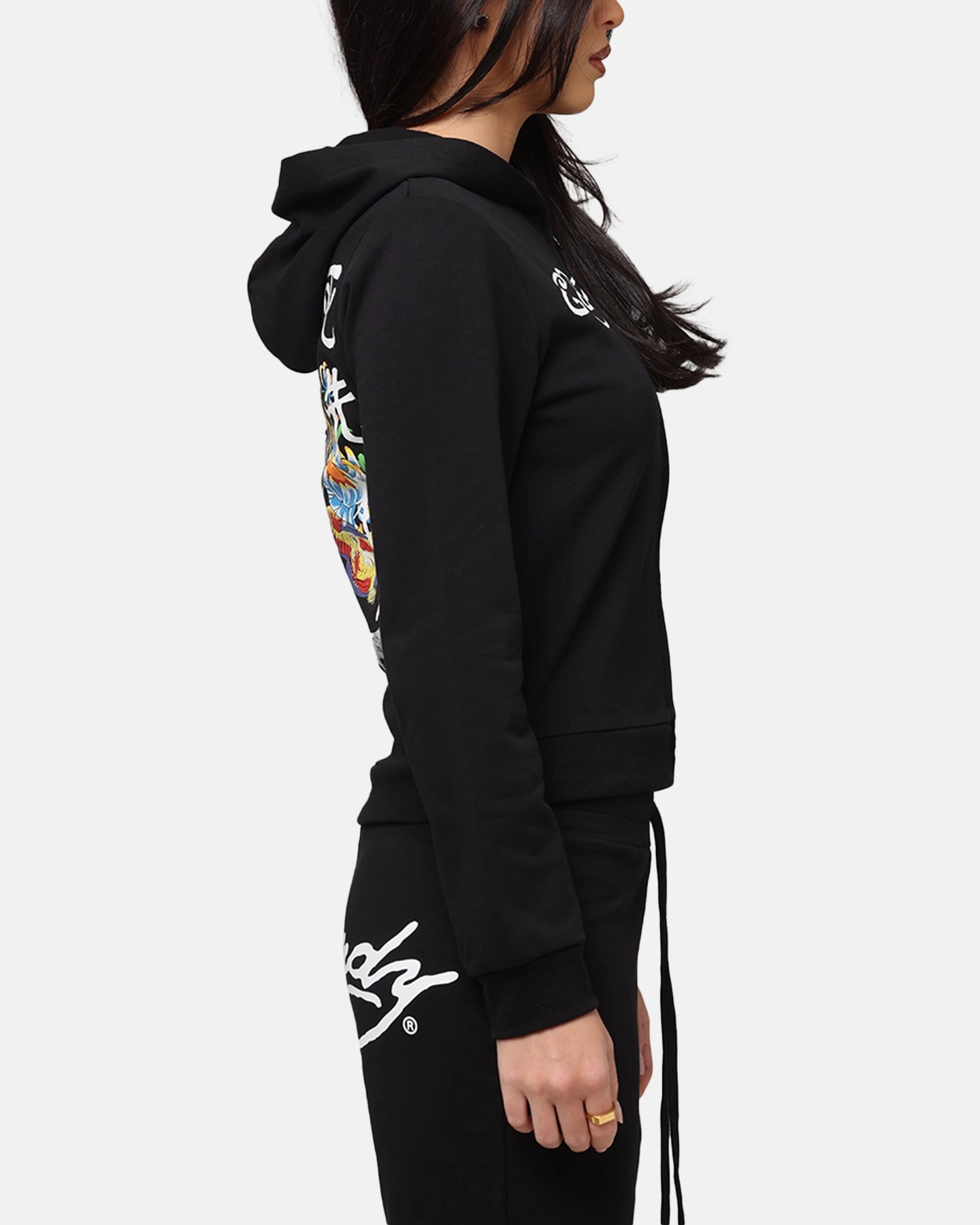 Bee like All Weather Outfit Ed Hardy Women's Flora Zip Hoodie Black