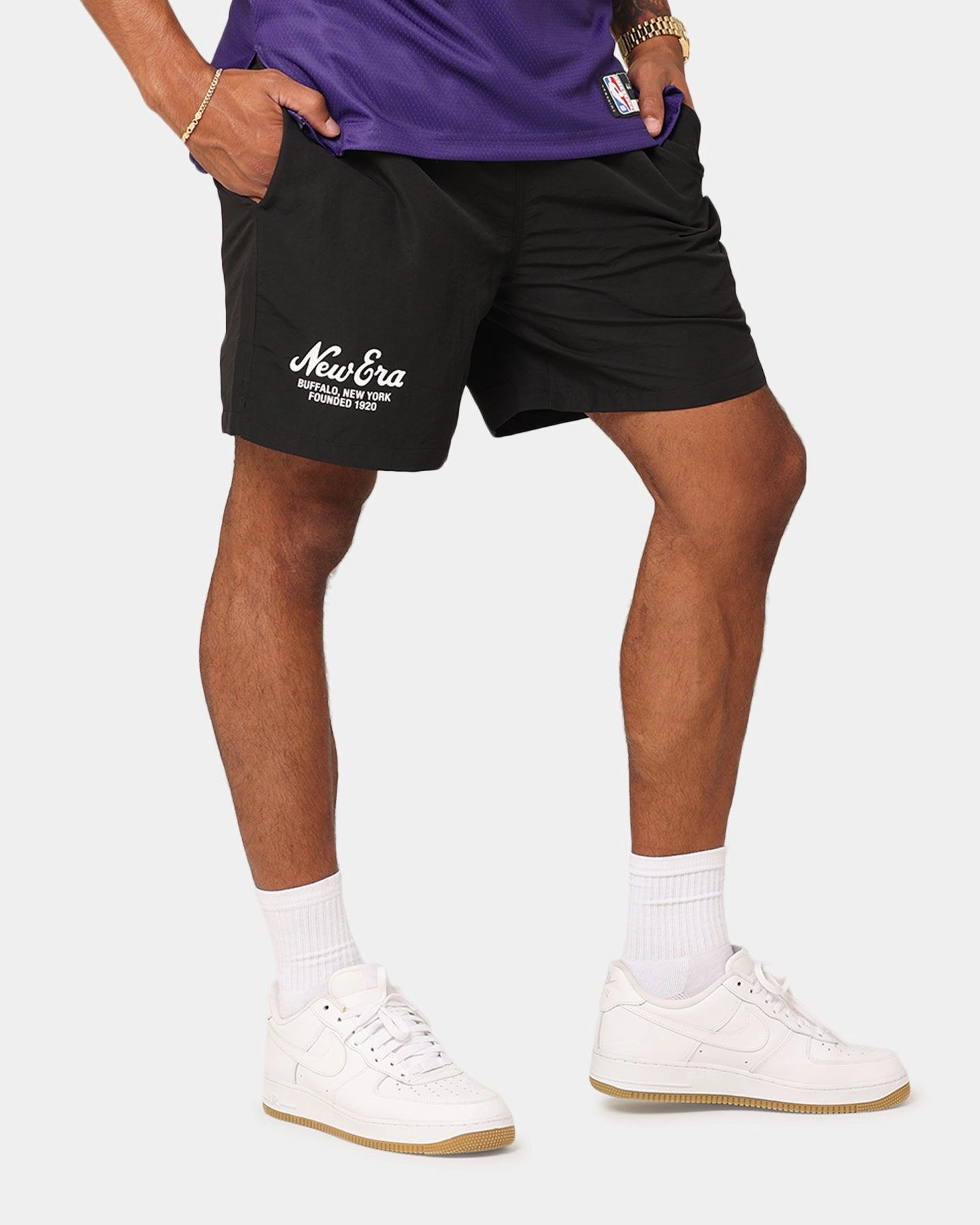 New Era Woven Shorts Black Ultra Soft Lining
