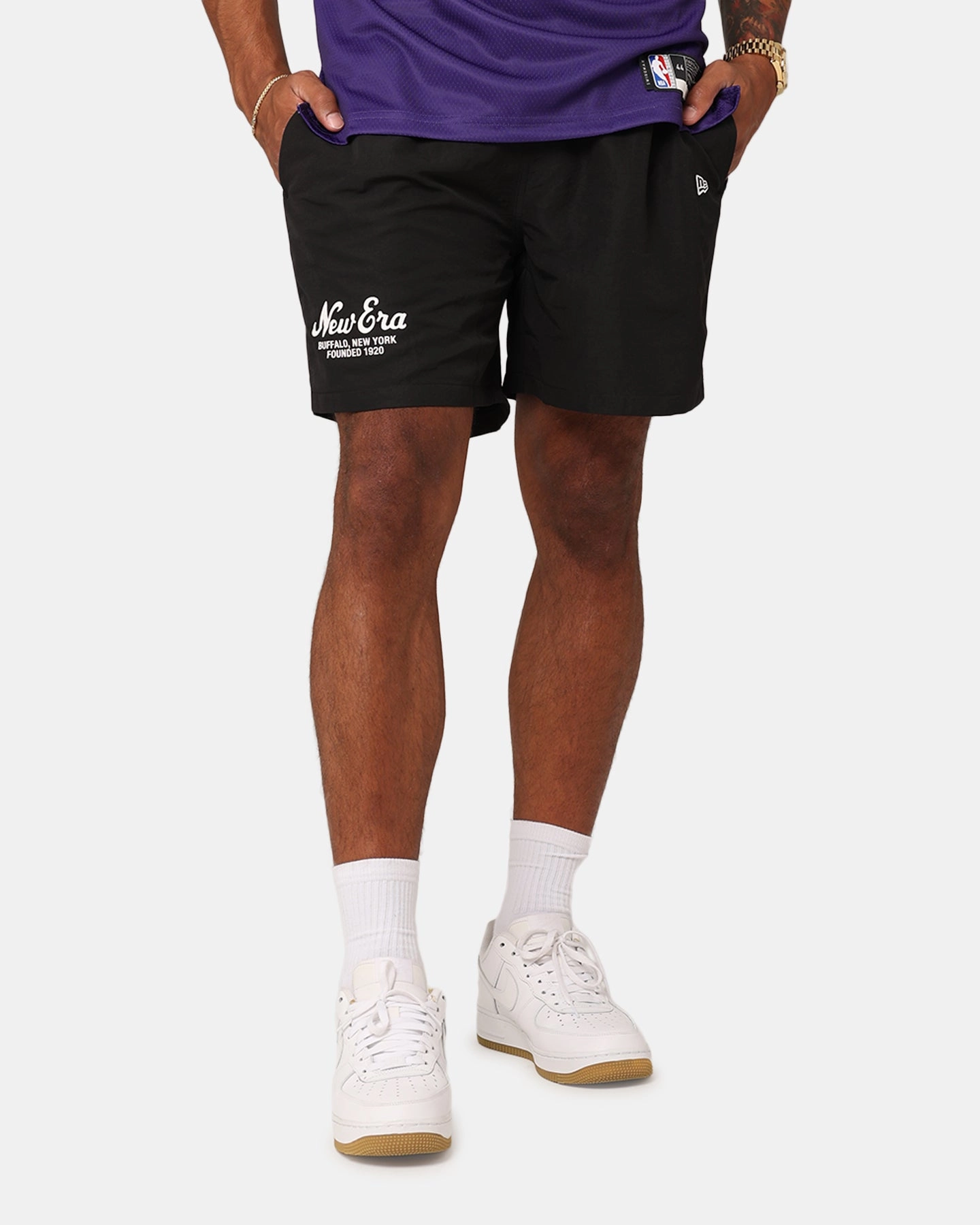 New Era Woven Shorts Black Smart Look