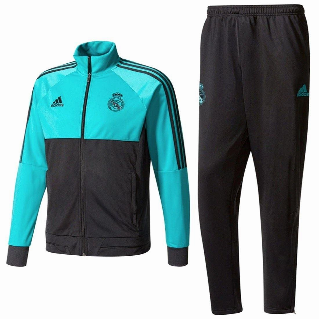 Real Madrid Cf Training Soccer Tracksuit 2018 Black/Light Blue - Adidas LowProfileSeaming NonIrritating Edges