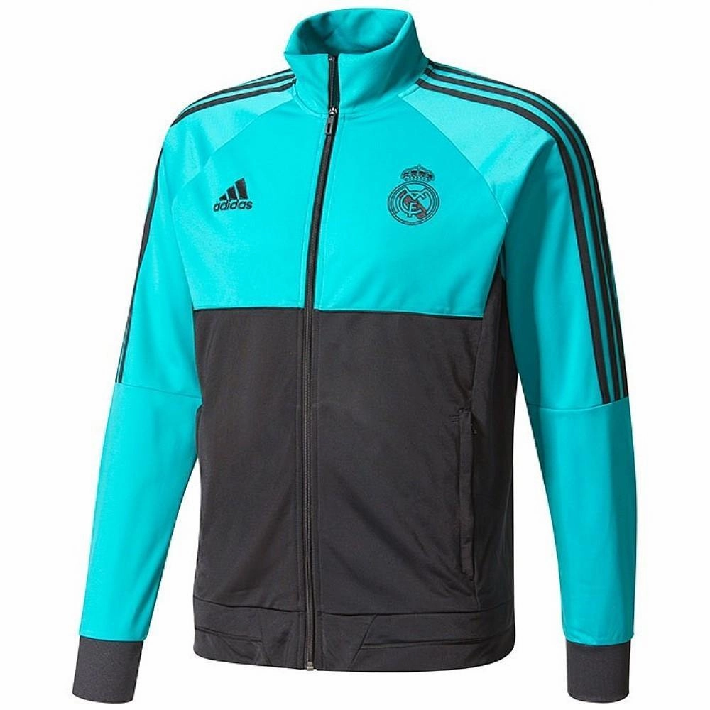 Real Madrid Cf Training Soccer Tracksuit 2018 Black/Light Blue - Adidas Recycled Polyester Blend Kinetic Flex Zoning