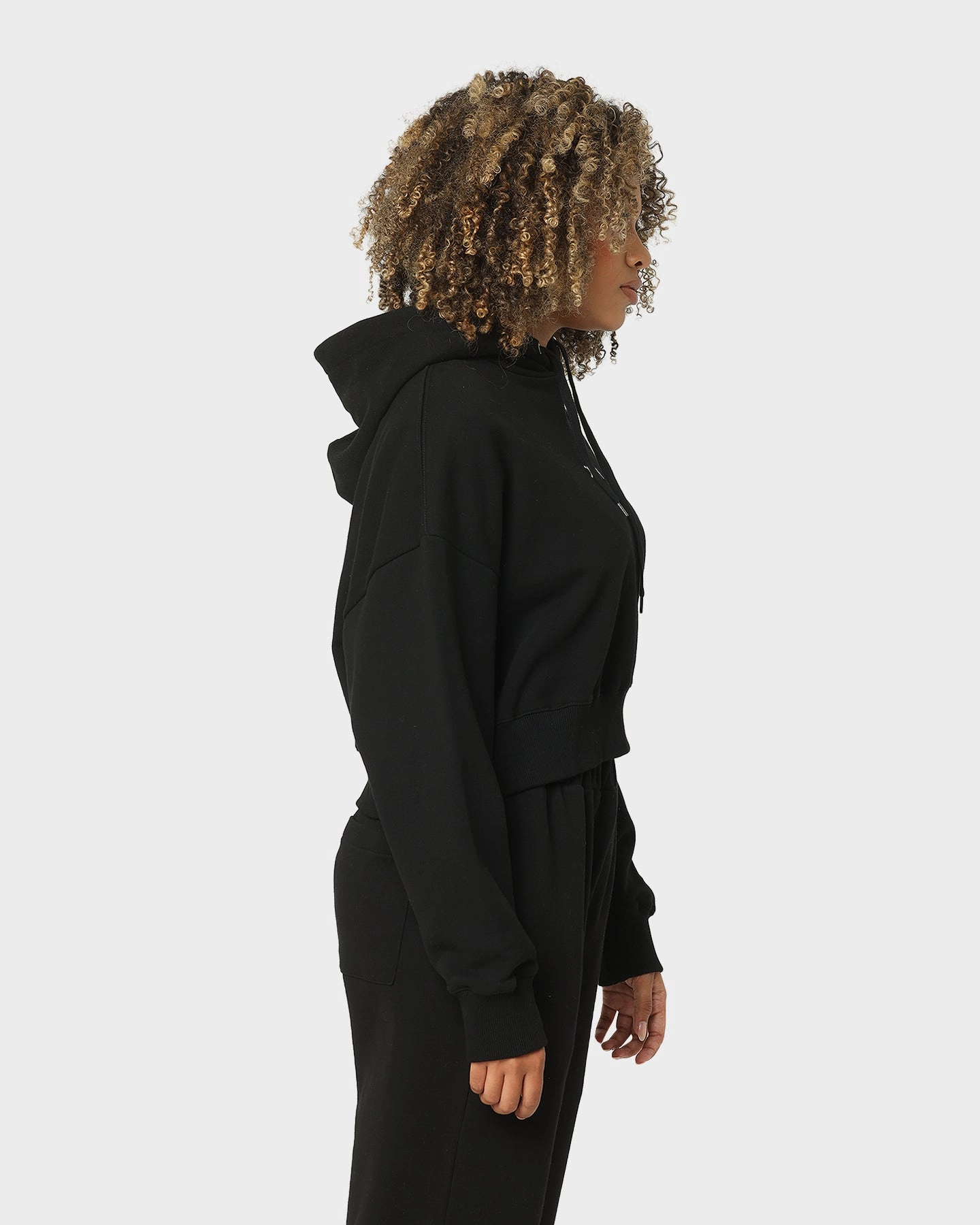 X-Girl Women's Mills Logo Crop Hoodie Black Powder