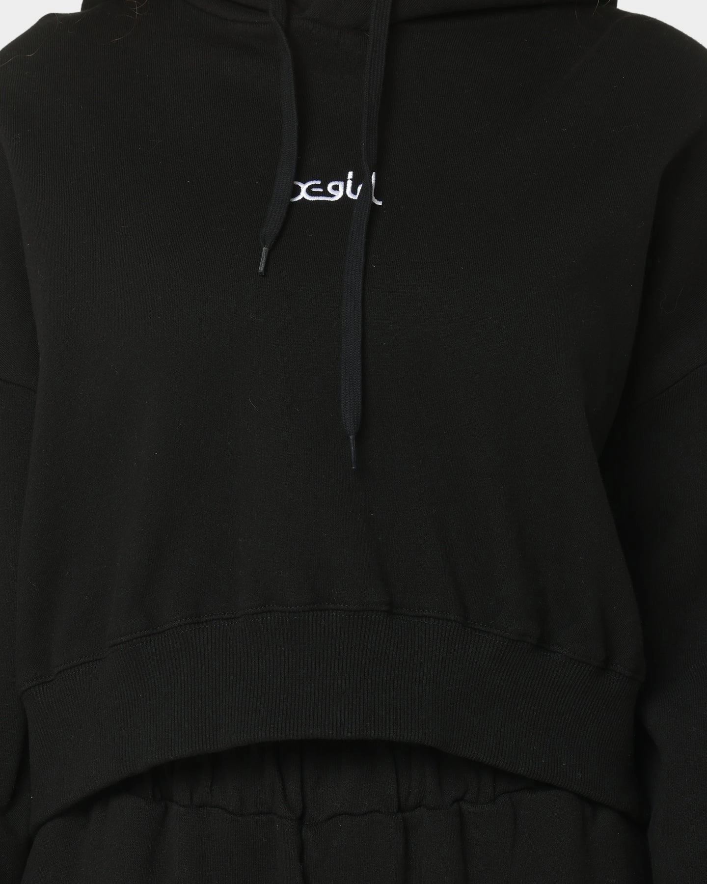 Weekend Comfort X-Girl Women's Mills Logo Crop Hoodie Black