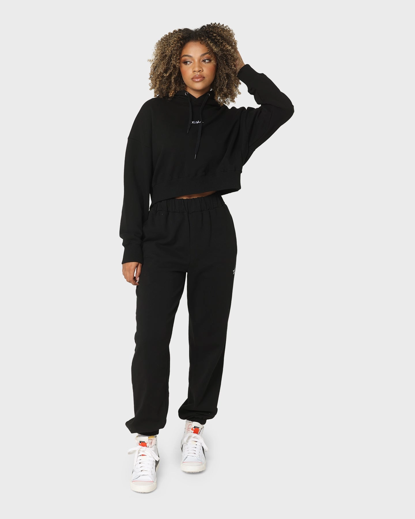 Protective Outer Layer X-Girl Women's Mills Logo Crop Hoodie Black