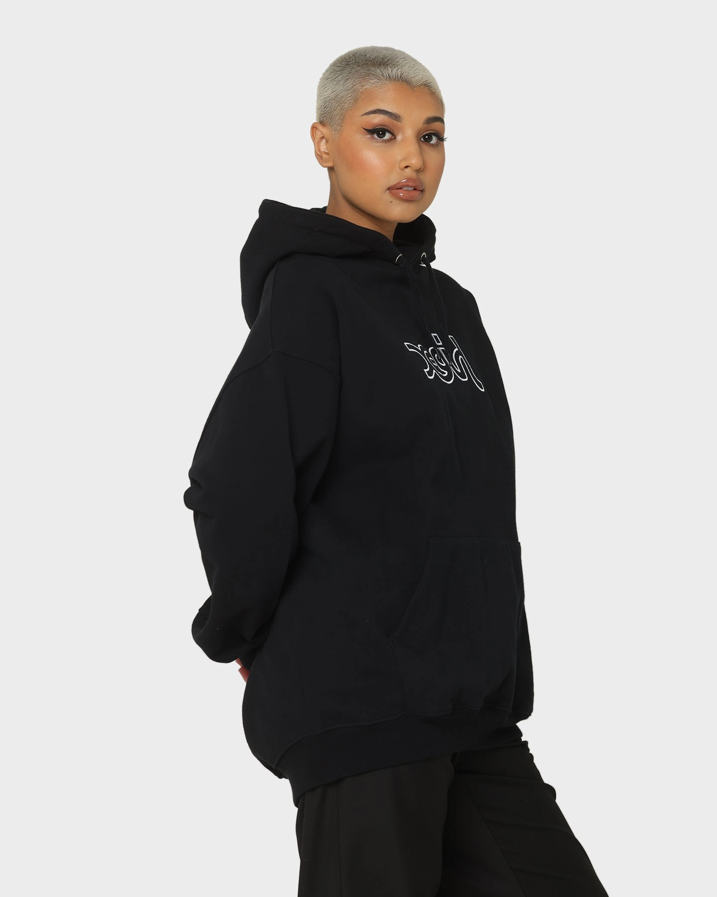 Patched X-Girl Women's Mills Logo Hoodie Black