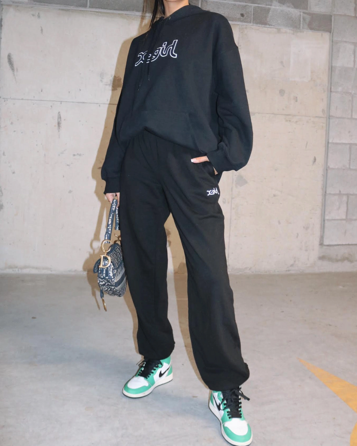 X-Girl Women's Mills Logo Track Pants Black OdorResistantFinish