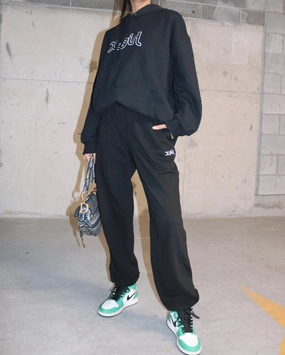 X-Girl Women's Mills Logo Track Pants Black OdorResistantFinish