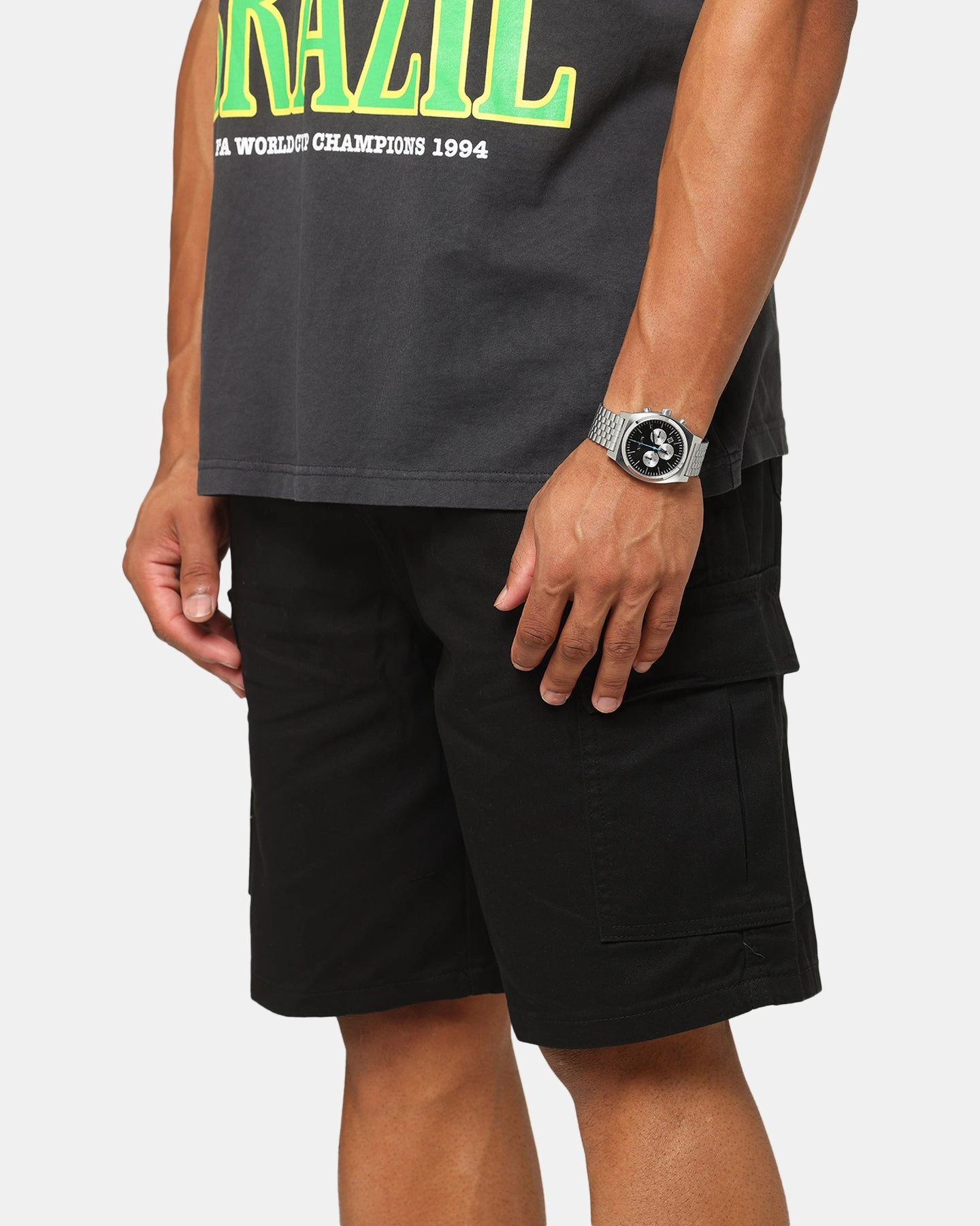 X-Large 91 Cargo Shorts Black technology industry Seamless Edge Design