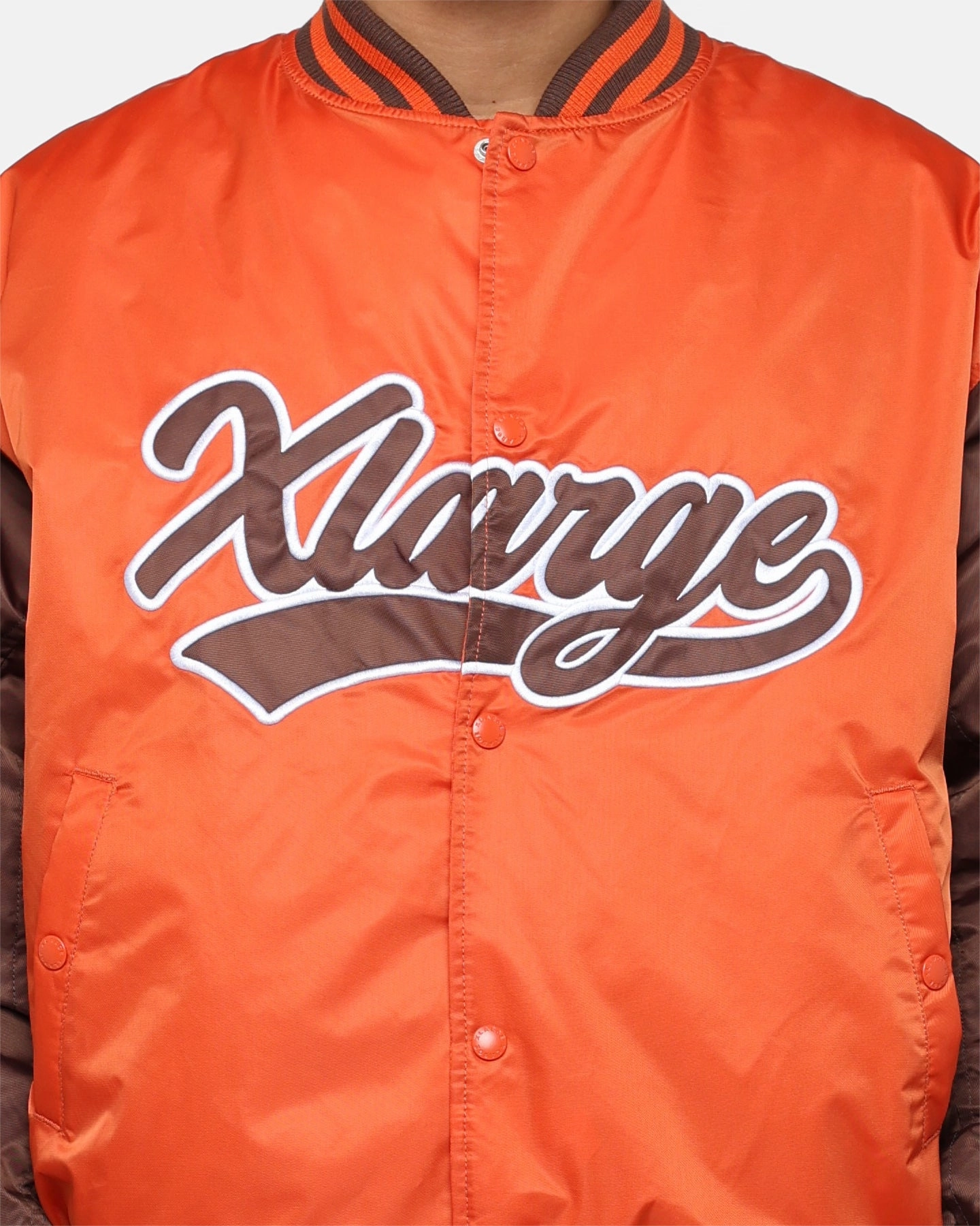 Bronzer X-Large Baseball Logo Varsity Jacket Orange