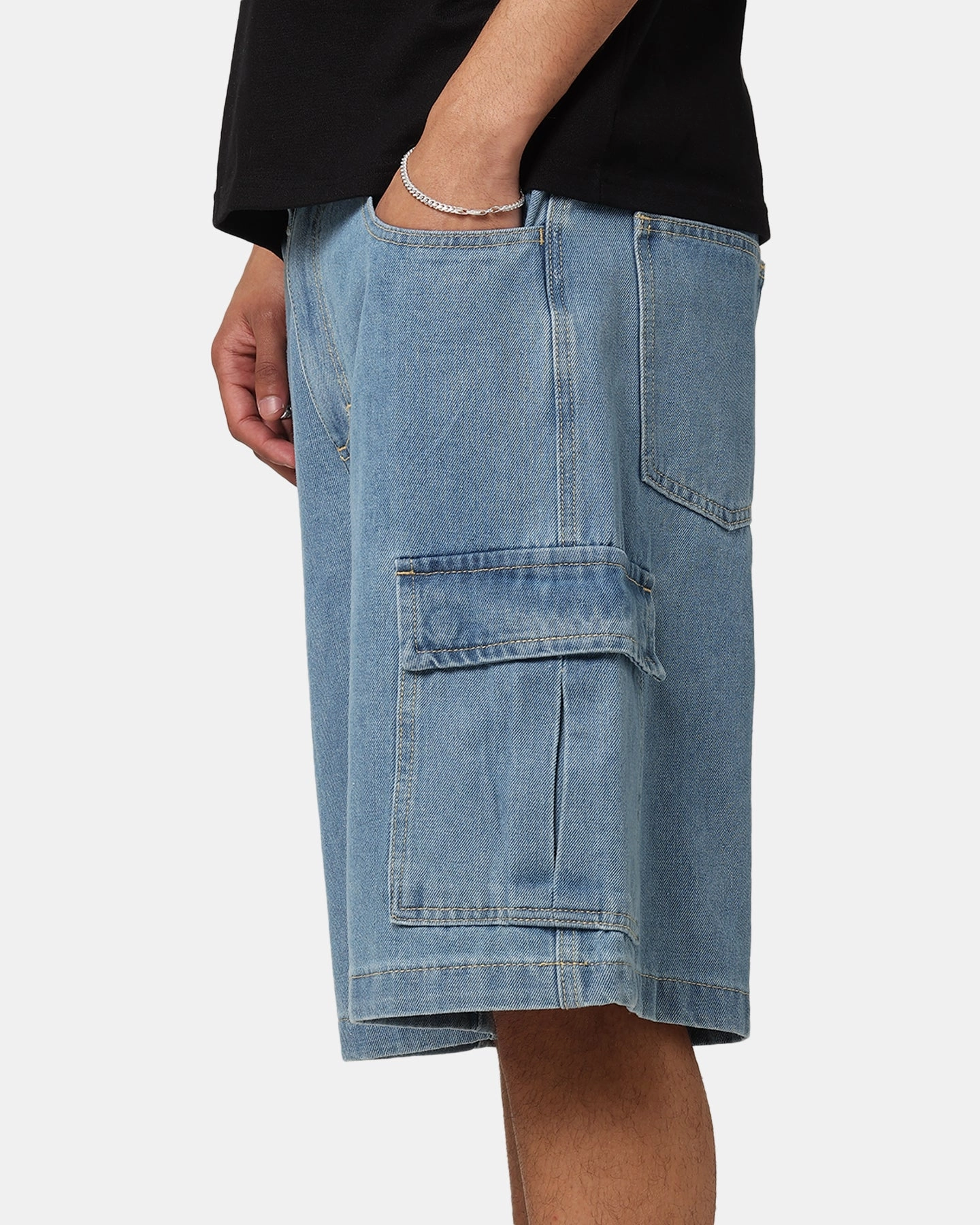 X-Large Bull Denim 91 Cargo Short Mid Blue Denim hospitality industry