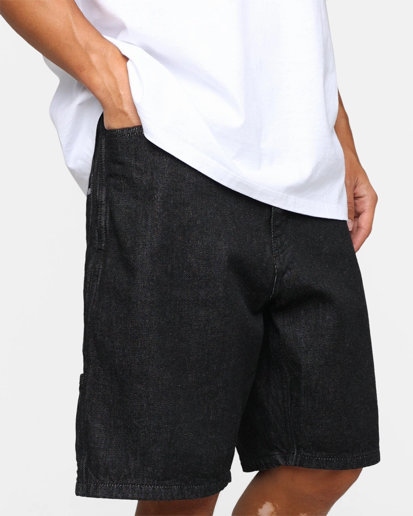 Easy Adjust Drawcord Organic Cotton X-Large Denim Painter Shorts Black