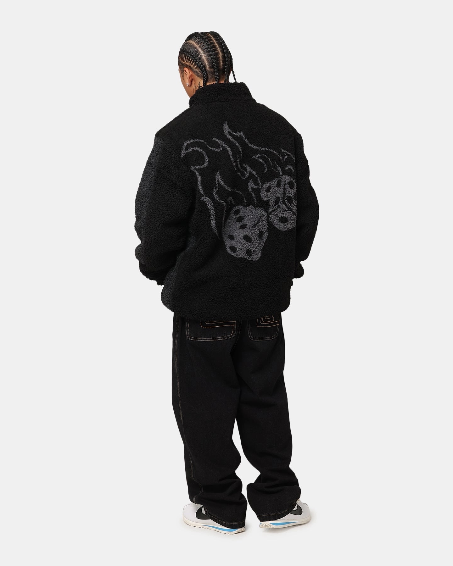 Support X-Large Fire Dice Reversible Sherpa Jacket Black