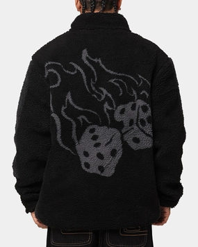 Game Day X-Large Fire Dice Reversible Sherpa Jacket Black